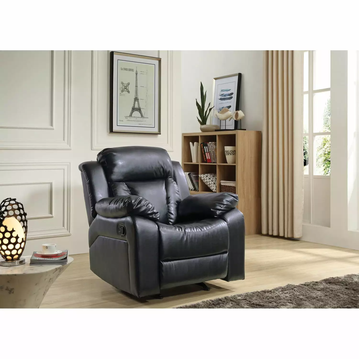 HomeStock Retro Revival Black Rocker Recliner Chair