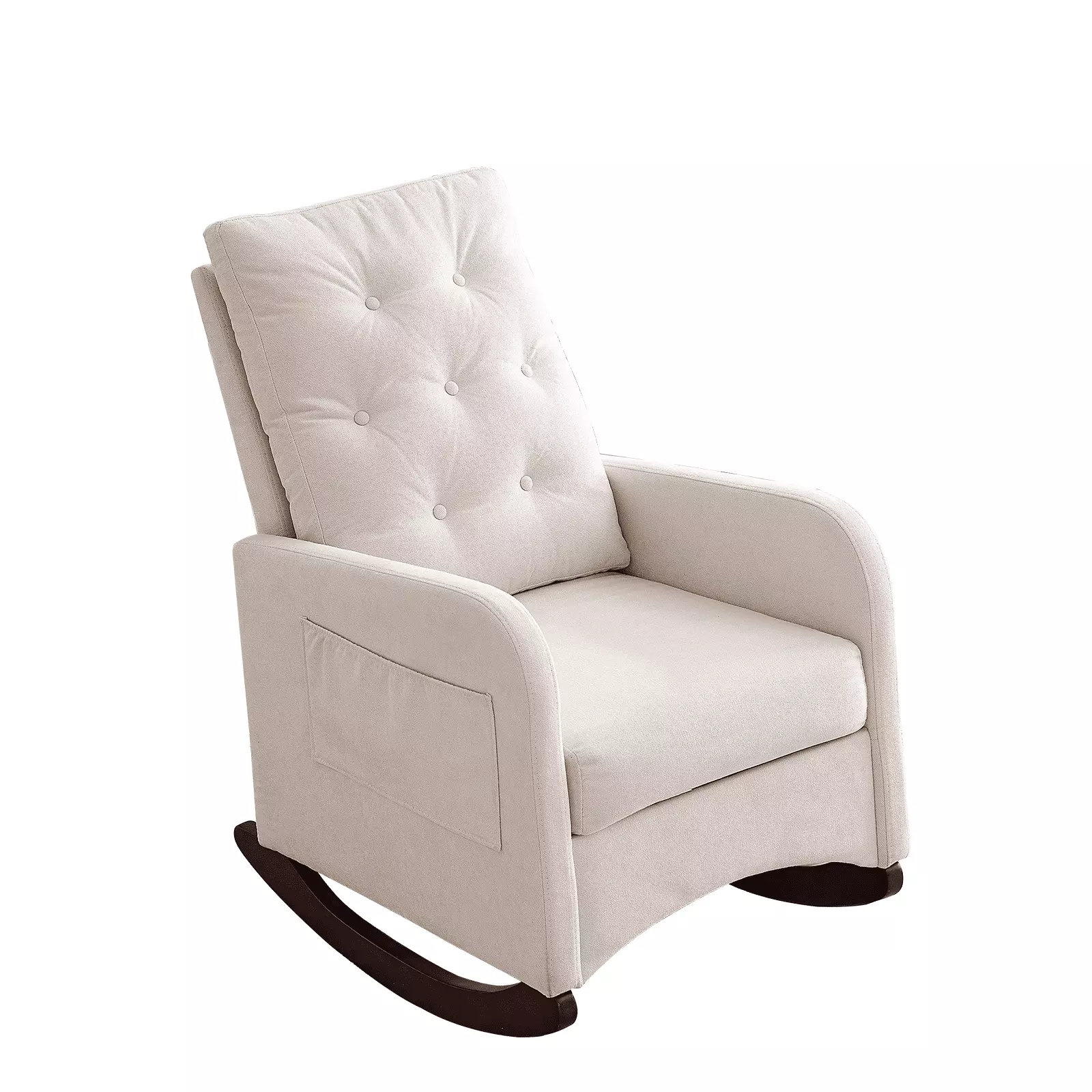 REDLIFE 25.6W Recliner Chair Modern High Backrest Living Room Lounge Arm Rocking Chair Side Pockets Beige