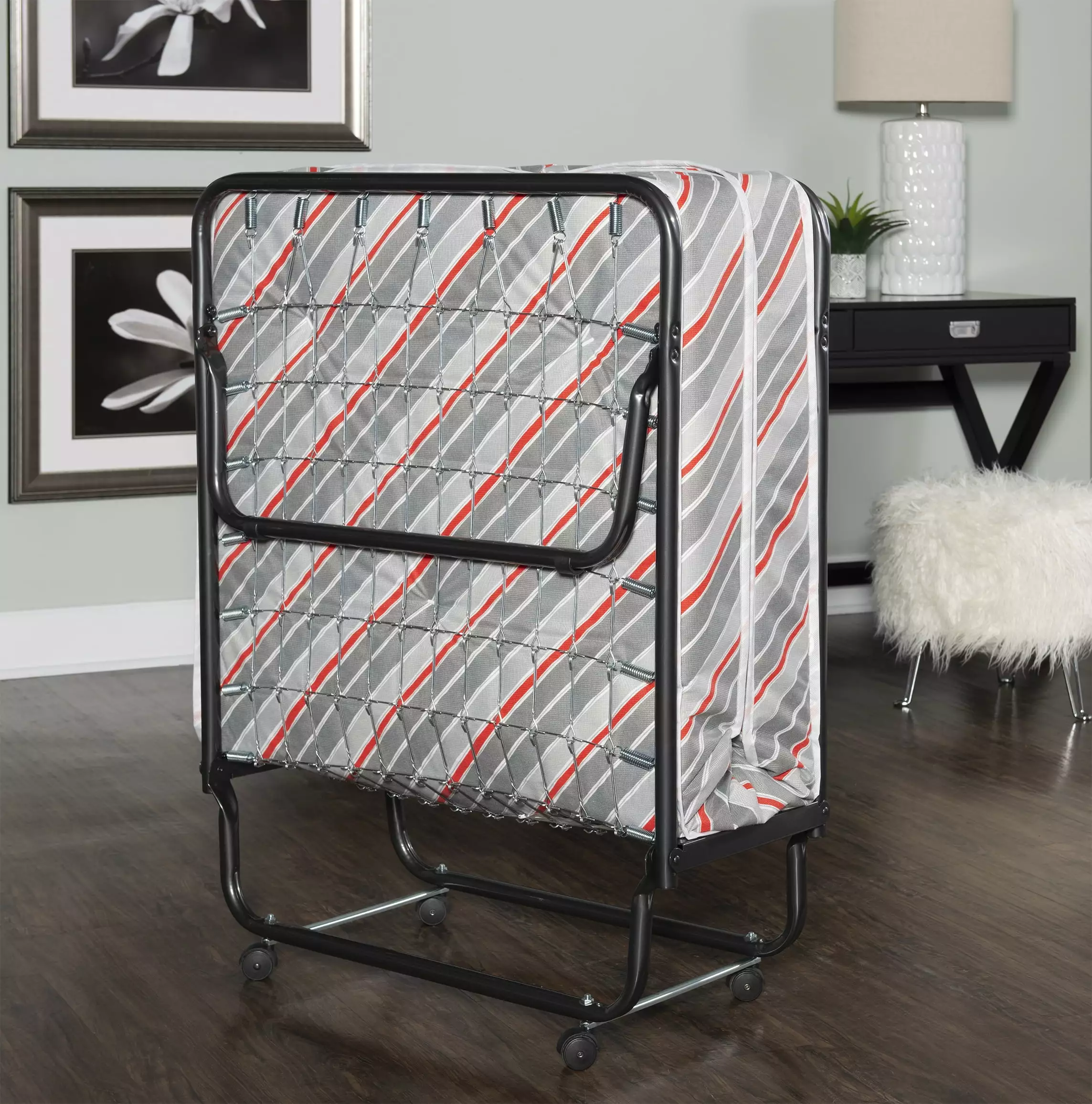 Linon Torino Folding Rollaway Guest Bed 5 Innerspring Mattress Cot