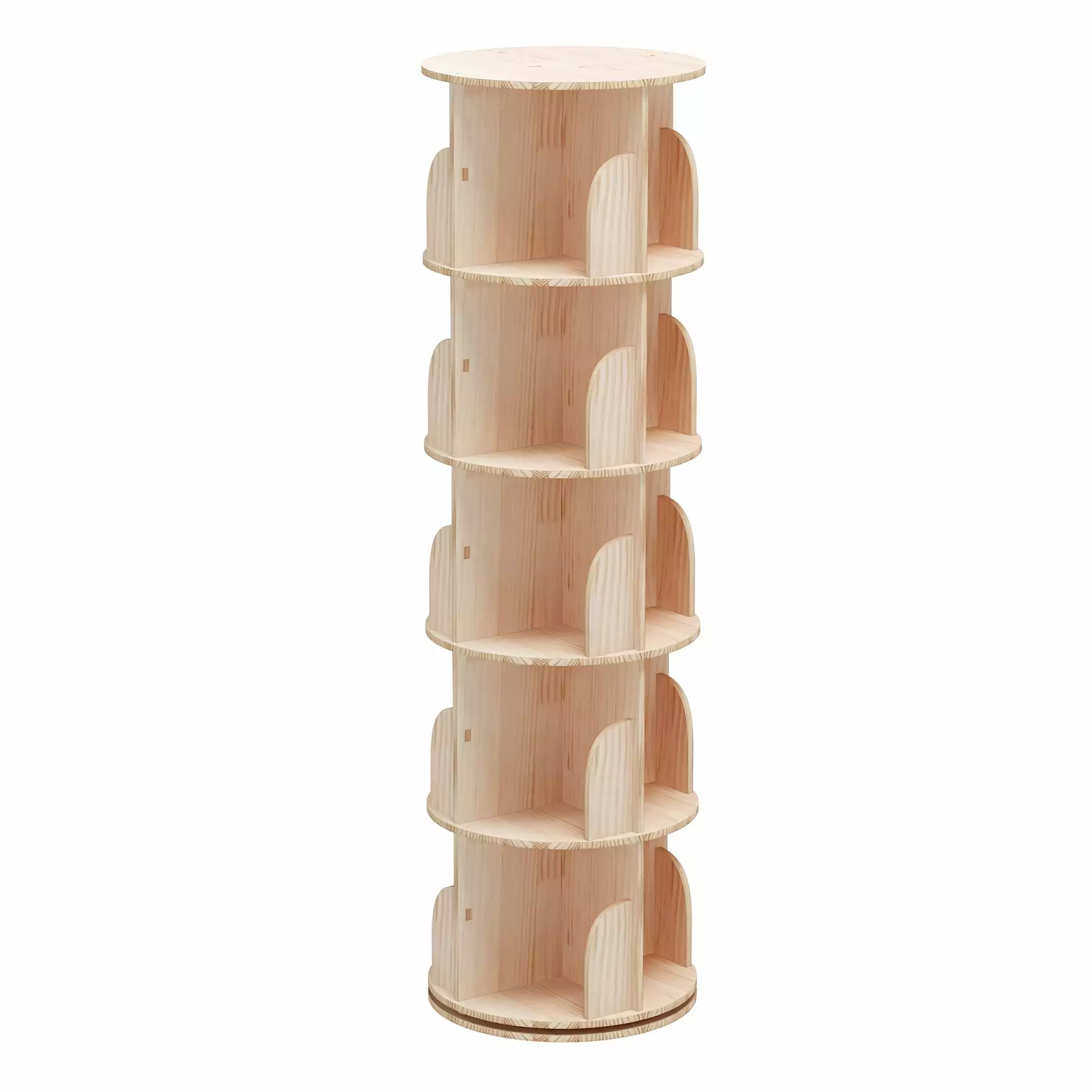 5 Tier Rotating Bookshelf 360 Solid Wood Stackable Shelves Home Office TOYTEXX