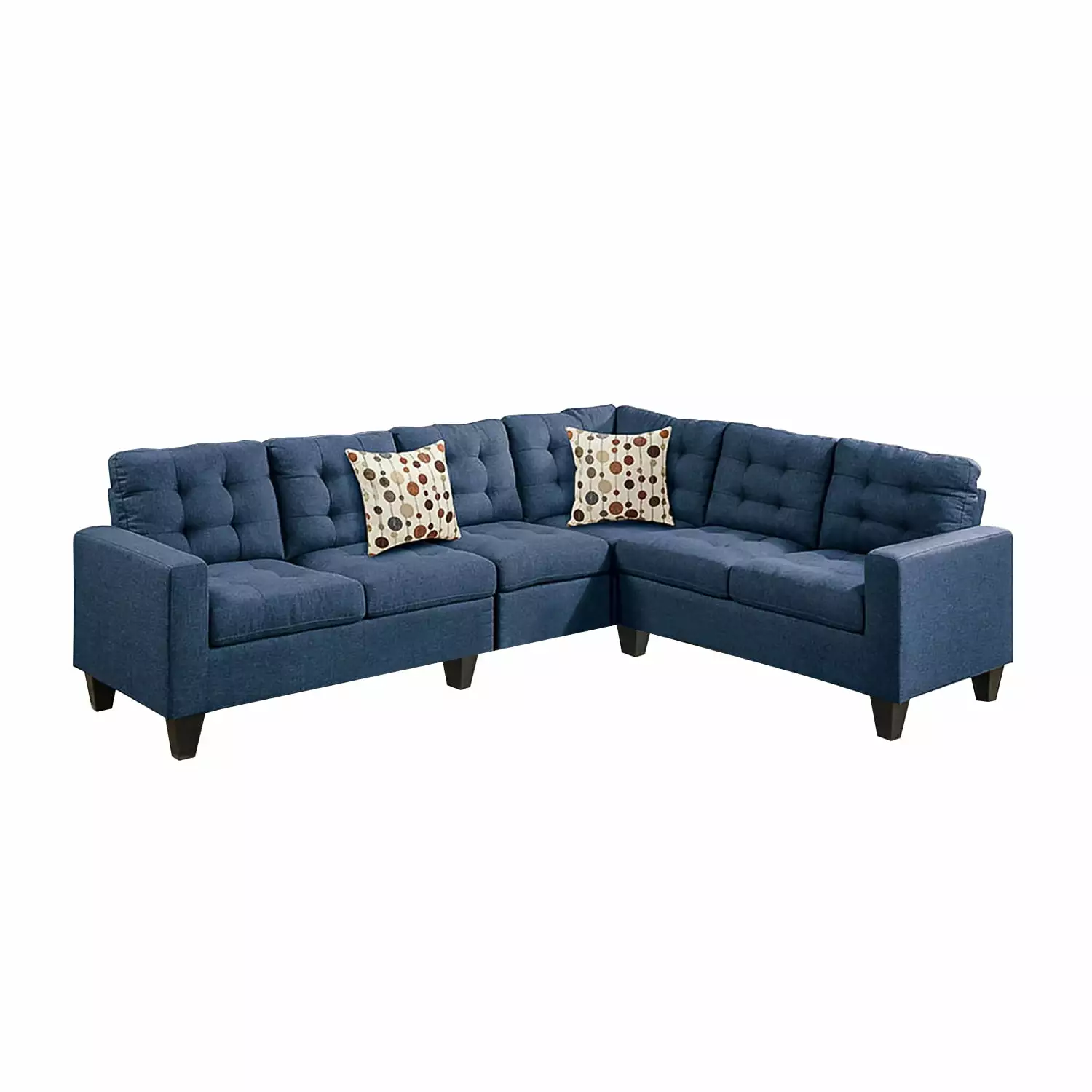 DeeHome 4 Piece Polyfiber Modular Sectional Sofa Navy - Comfortable Living Room Furniture