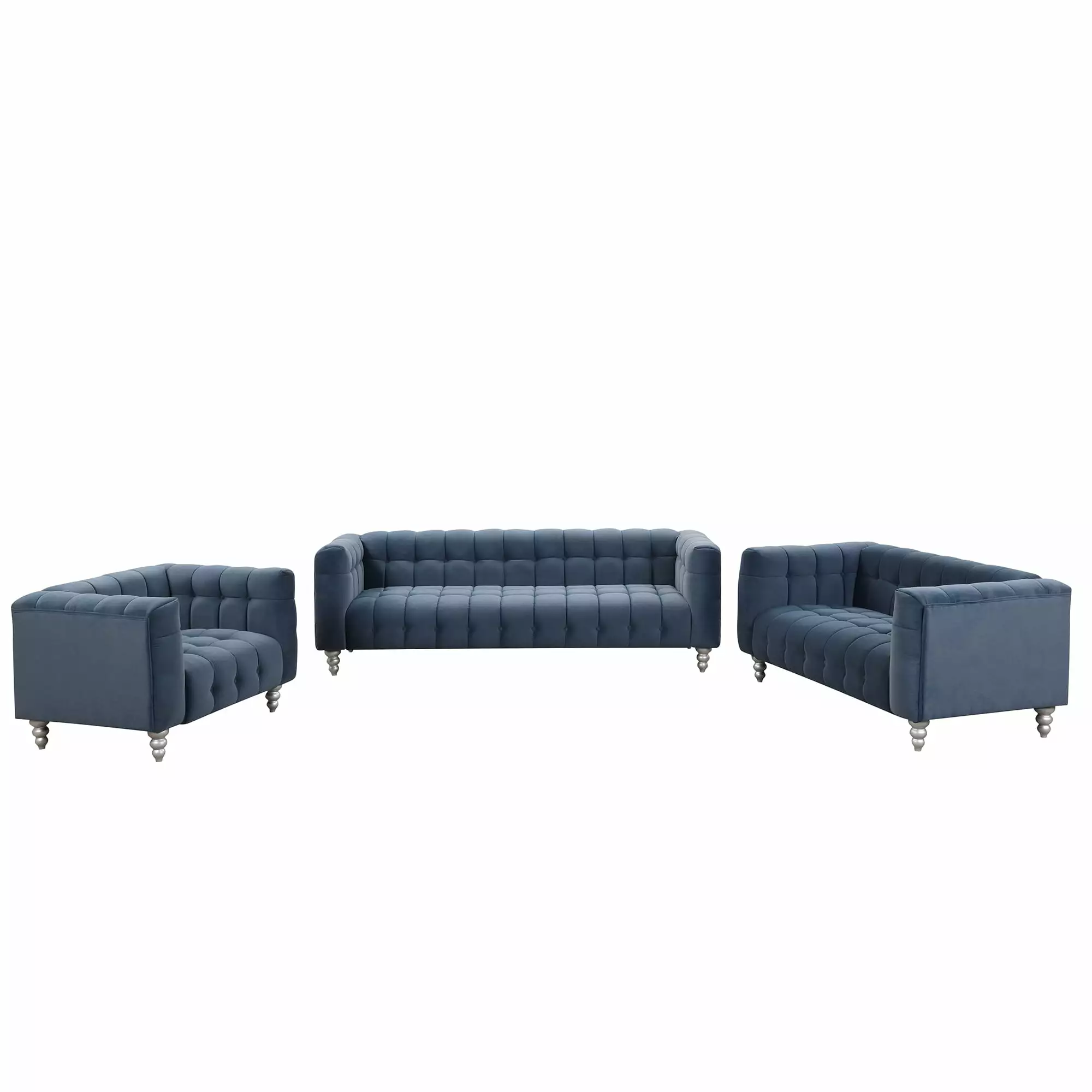 MAICOSY Modern 3-Piece Sofa Set Living Room Blue Upholstered Furniture