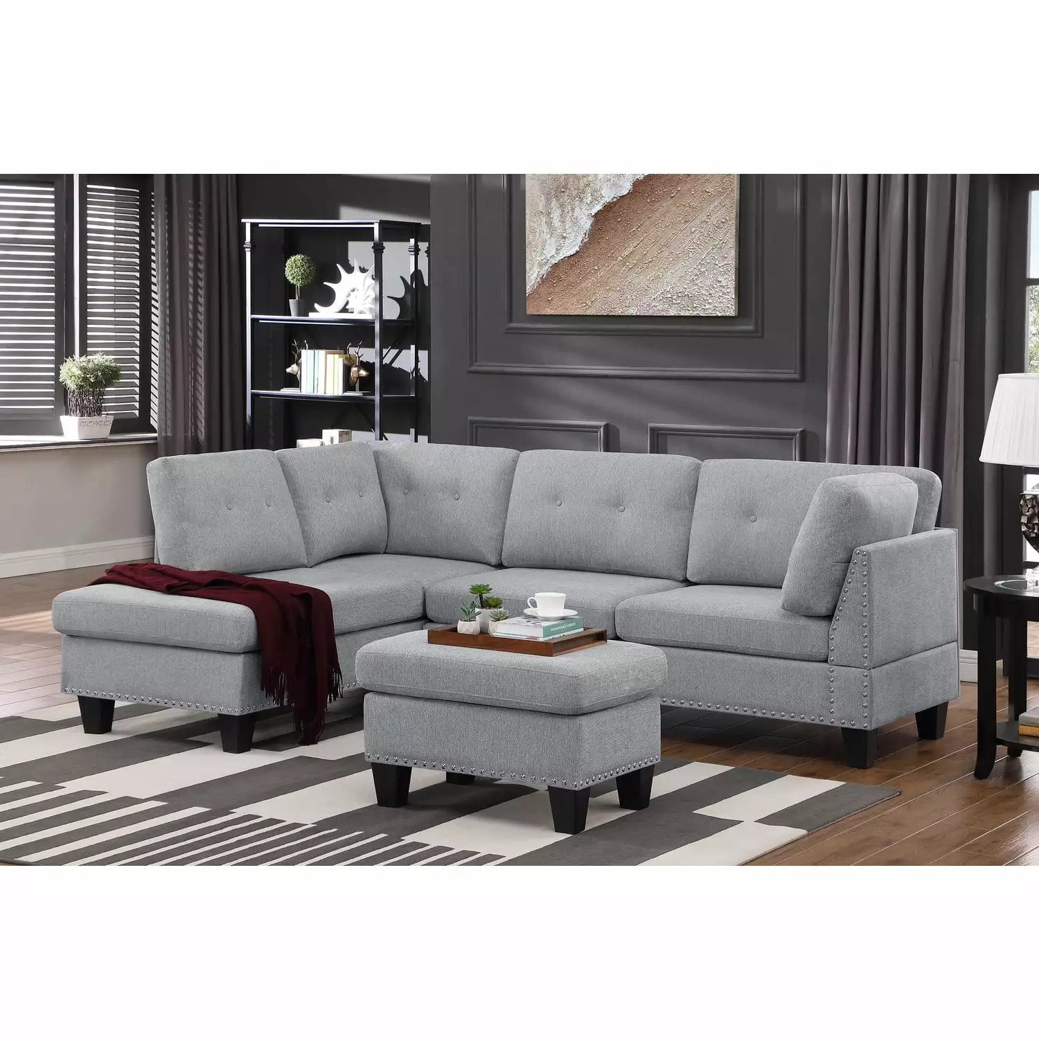 Dream C Brayton 3-Piece Upholstered Sectional Sofa Set