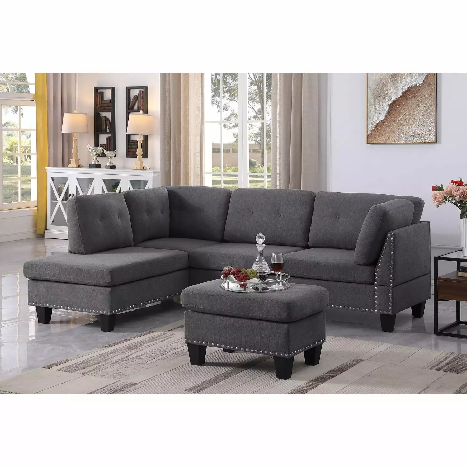 Dream C Brayton 3-Piece Upholstered Sectional Sofa Set