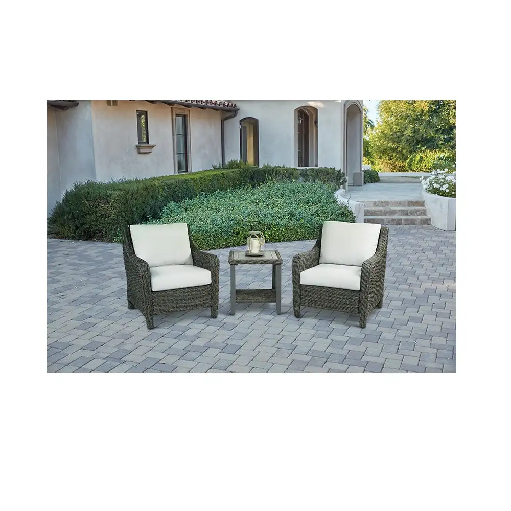 Living Accents ACE21044T Rochdale Square Stone Side Table Brown Outdoor Decor