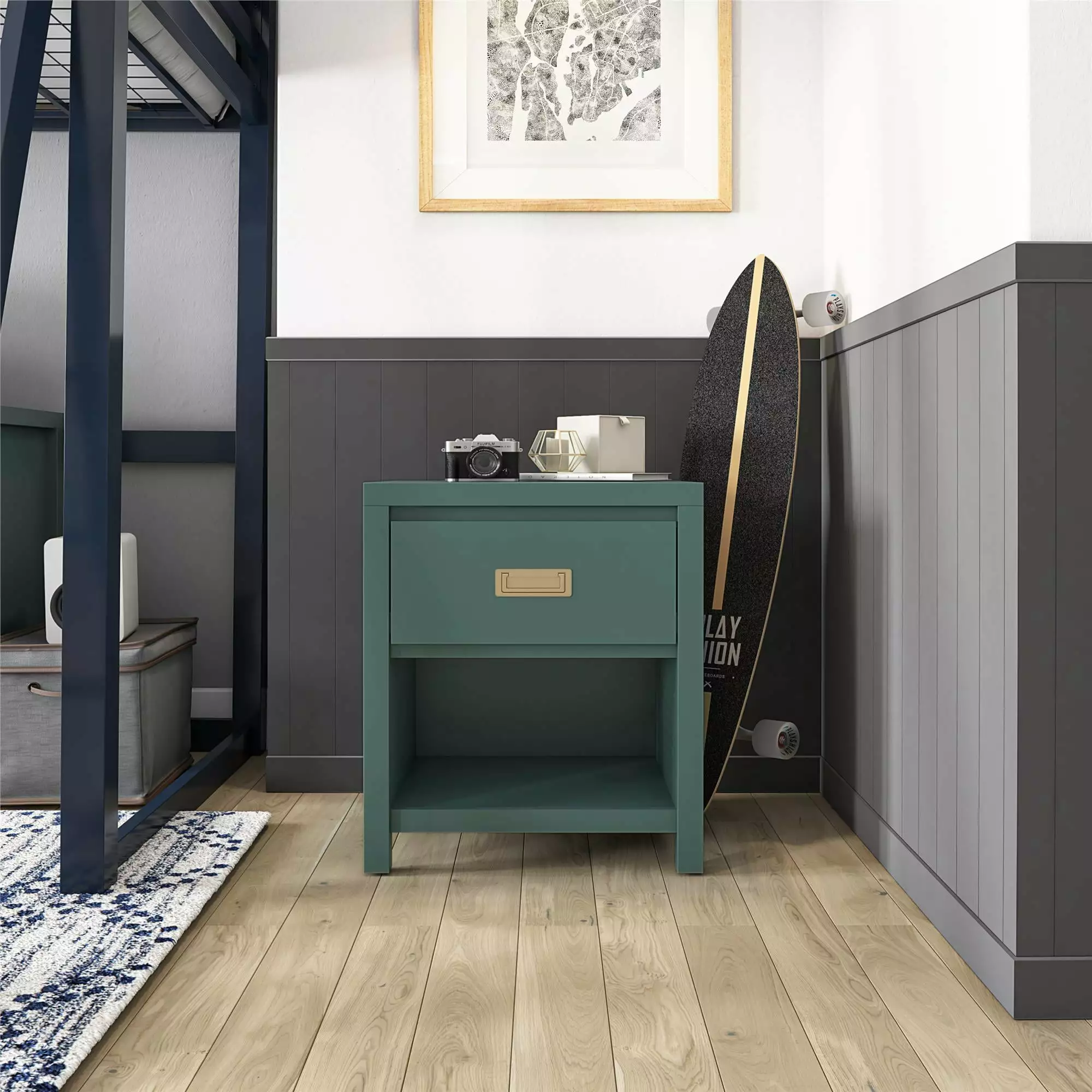 Little Seeds Monarch Hill Haven Kids 1 Drawer Nightstand Hunter Green