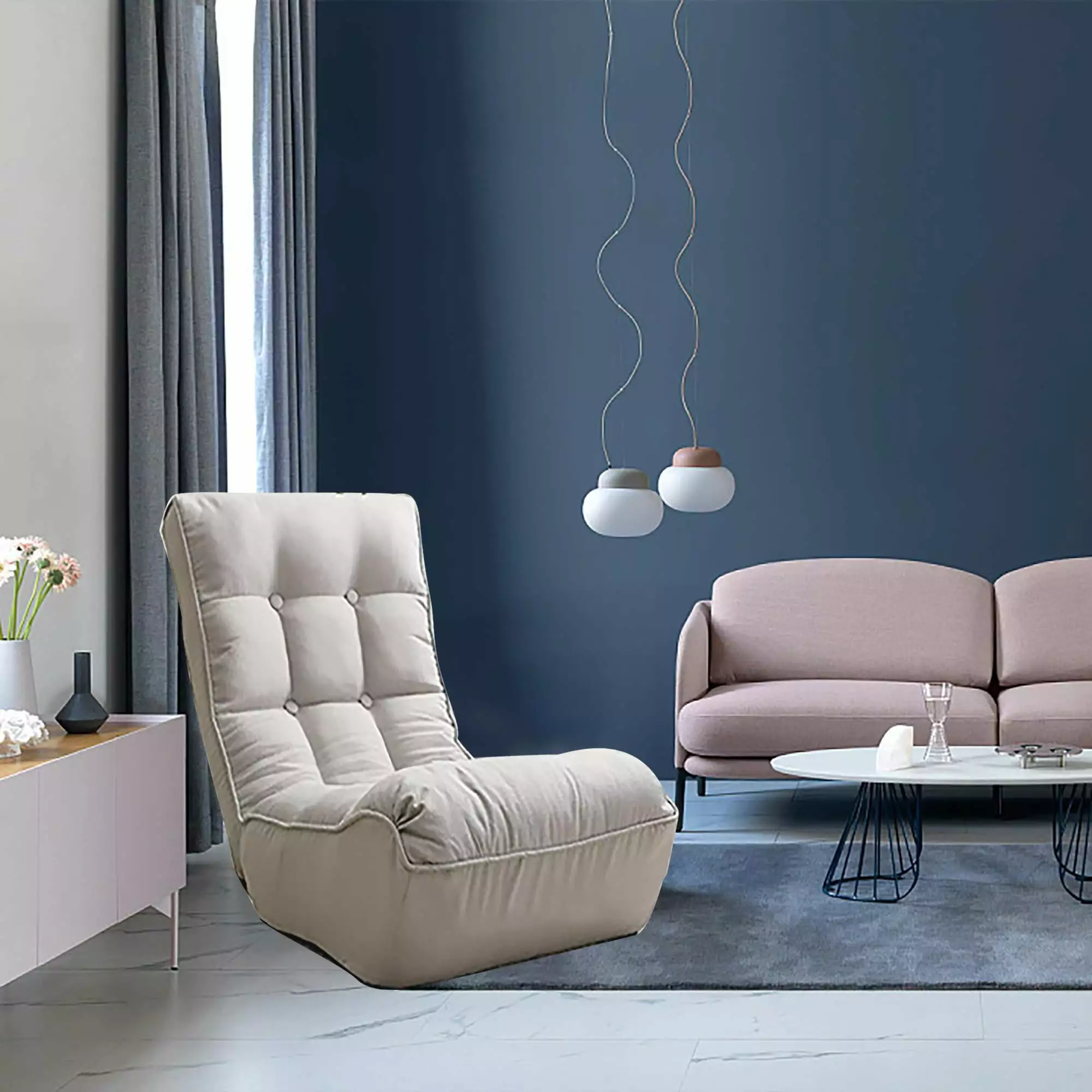 Single Reclining Sofa Chair - Adjustable Lazy Sofa Living Room, Bedroom, Dormitory - Grey ARCTICSCORPION