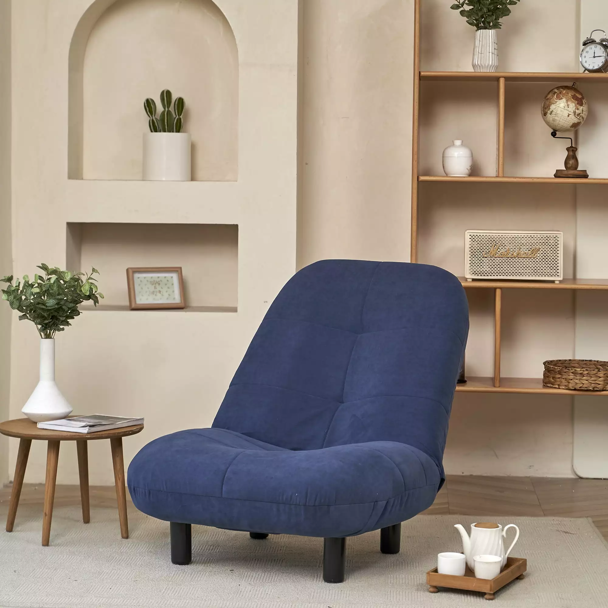 DeeHome Single Sofa Reclining Chair Japanese Style Lazy Sofa Balcony Living Room