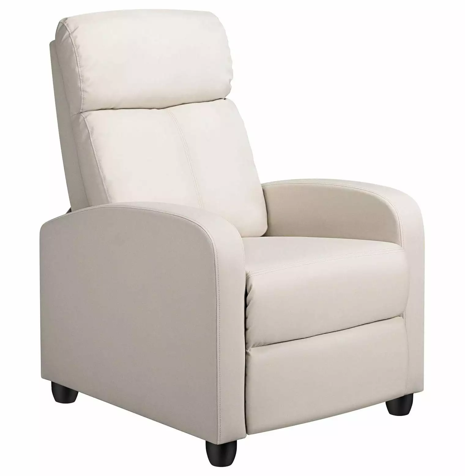Lwory Single Recliner Chair - Padded Seat PU Leather Sofa Home Theater - Beige