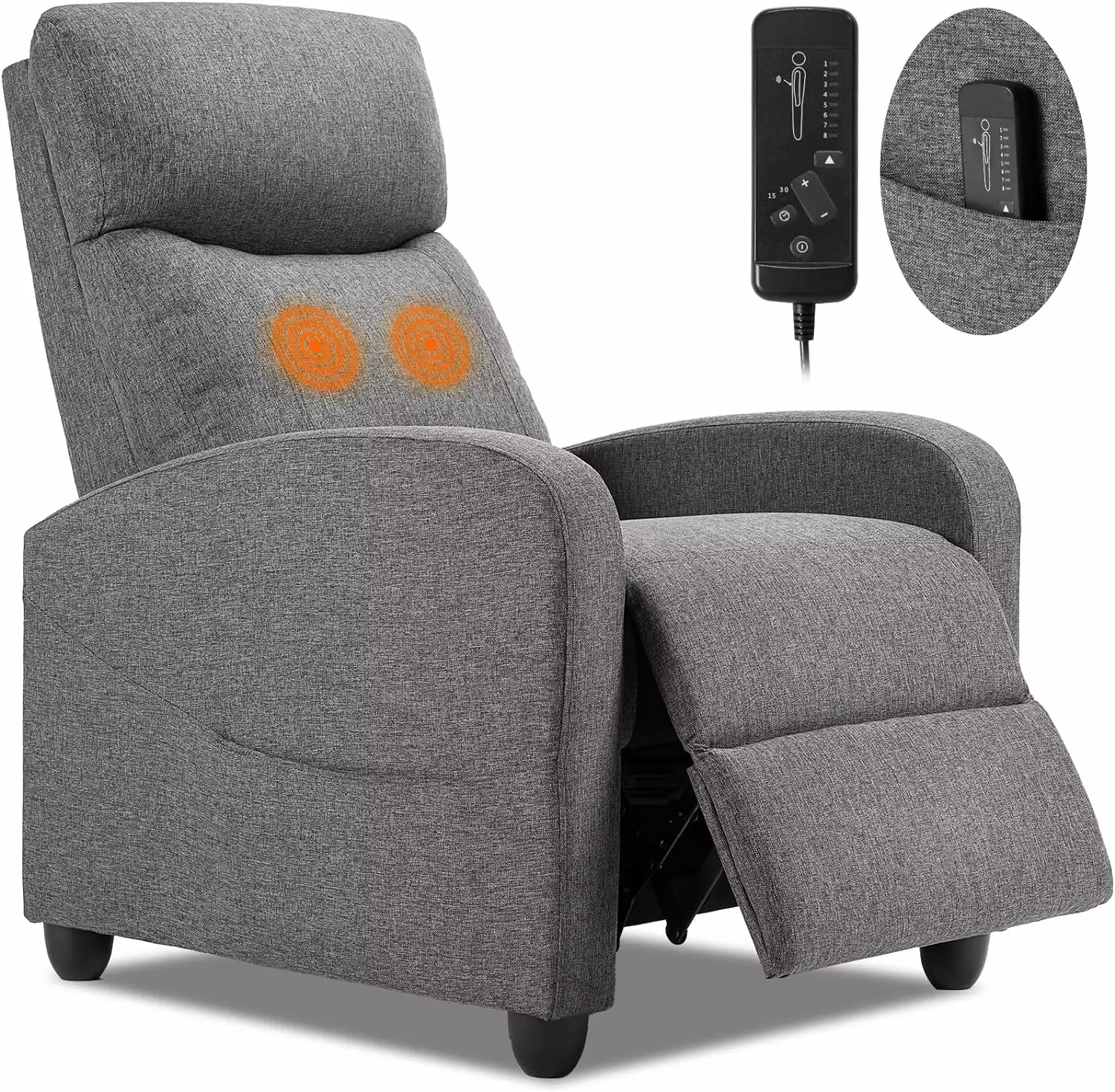 RUIHONGQING Single Sofa Recliner Chair - Grey Modern Living Room Seating