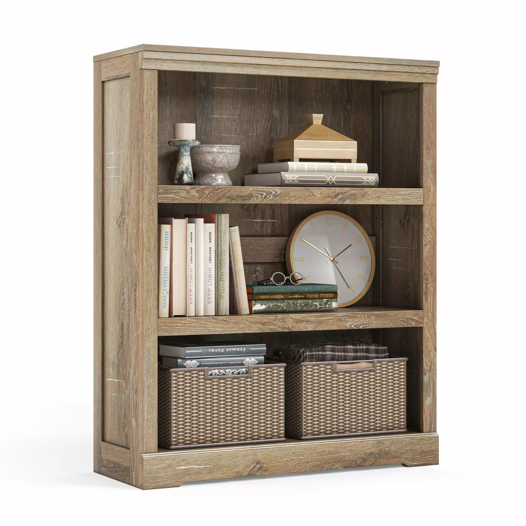 LINSY HOME 40in 3 Tier Bookshelf Small Bookcase Shelf Storage Arranger Modern Book Shelf Bedroom Living Room and Home Offi...