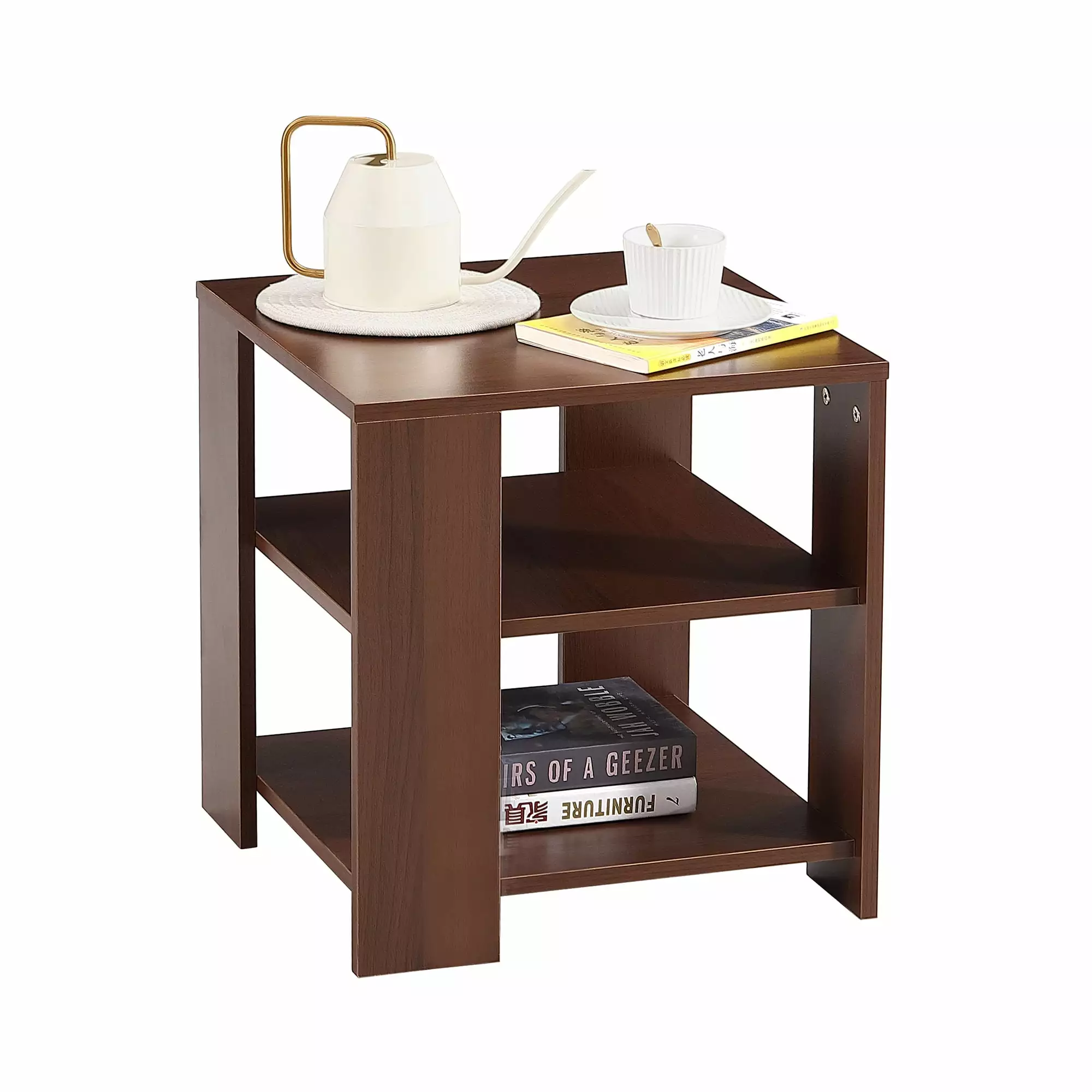 iRerts 3 Tier Nightstand Modern Small End Table Wood Side Table Open Shelf Farmhouse Bedside Table