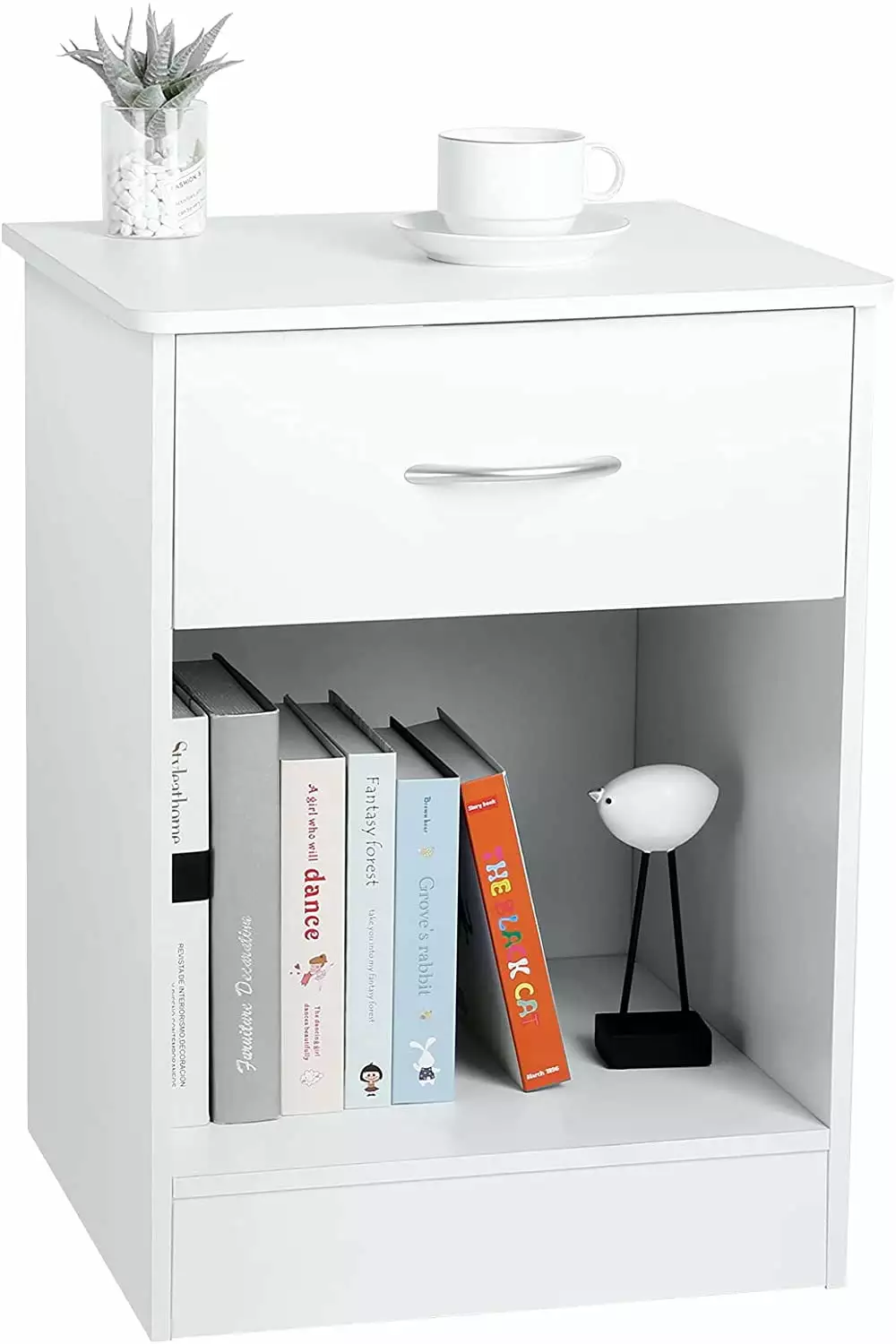 RichYa White Nightstand Drawer Bedside Table Small Spaces Living Room or Bedroom