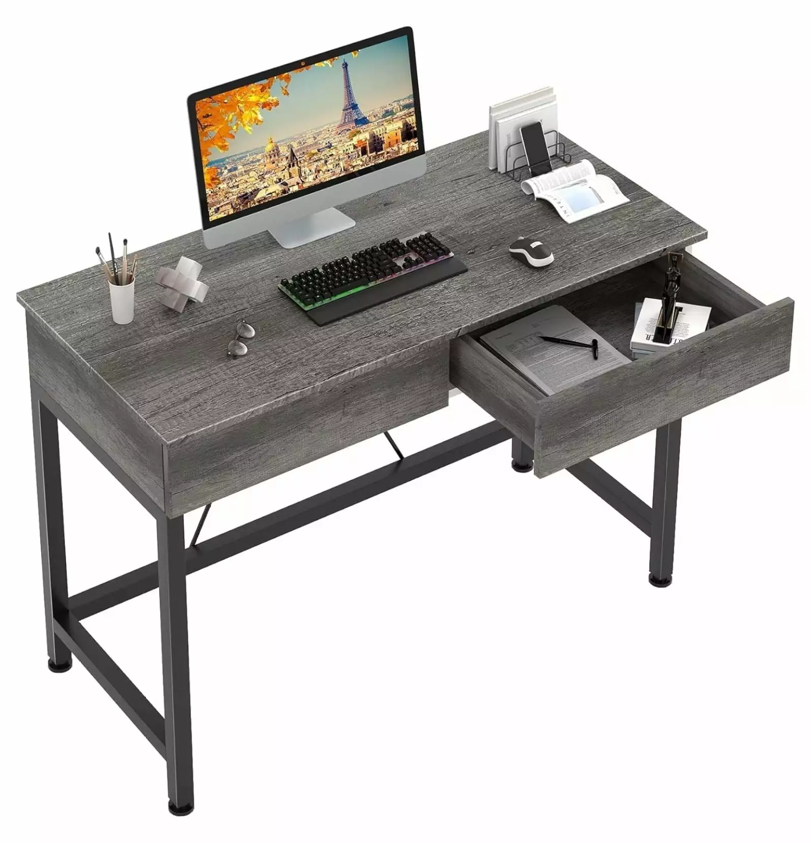 Depot Esh Computer Desk Drawers Small Spaces Grey Oak
