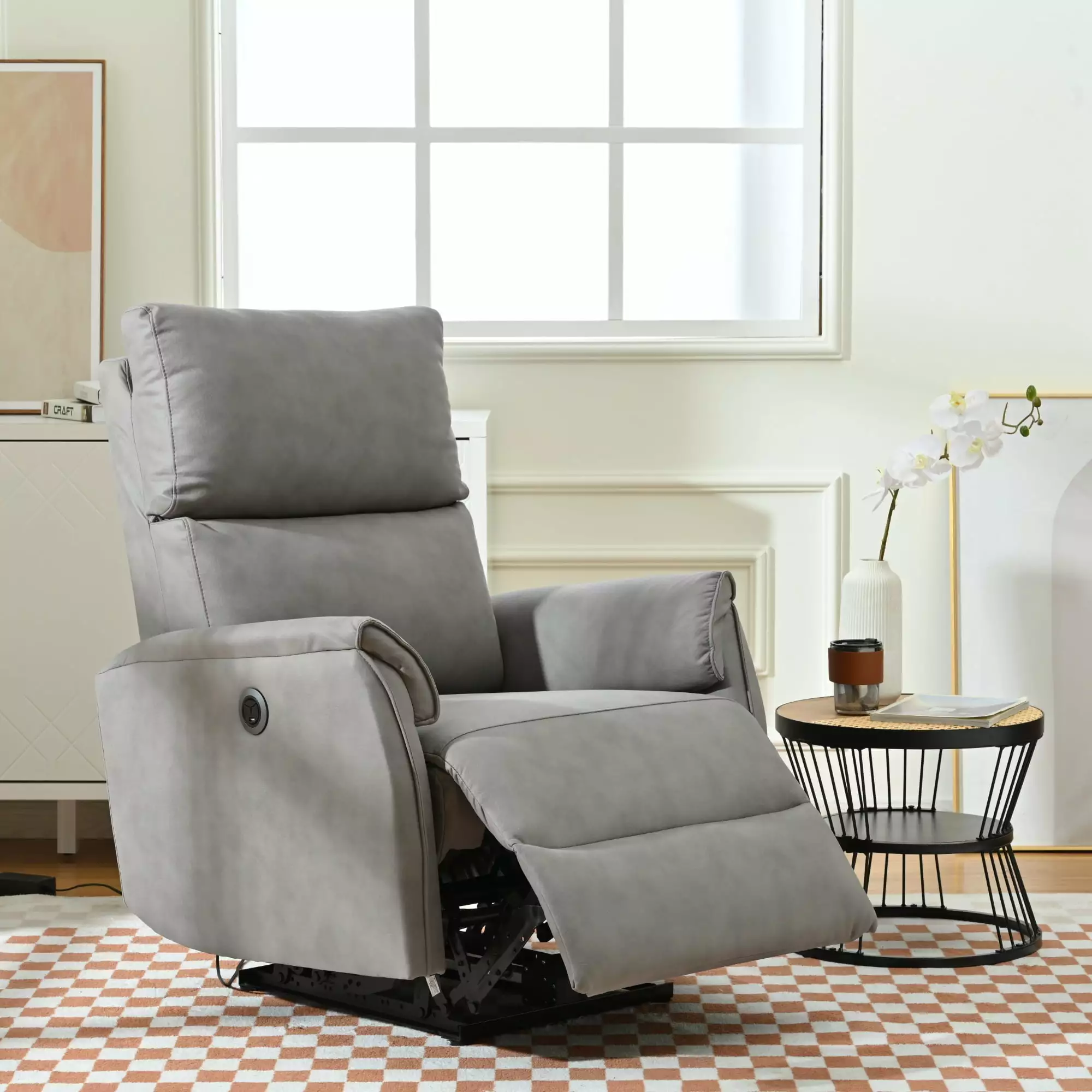 Electric Power Recliner Chair Small Spaces USB Ports OFCCUSTOM