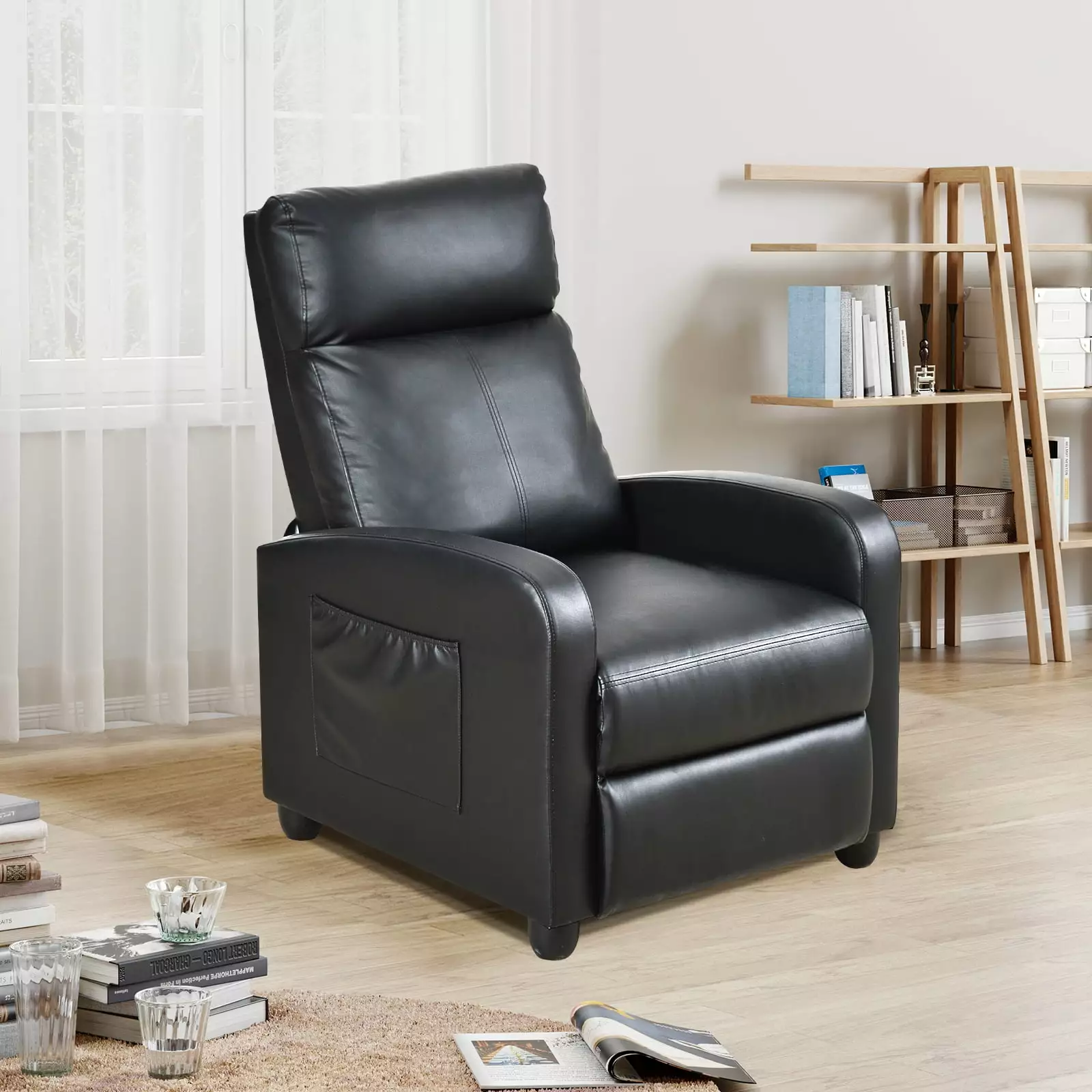 PU Leather Recliner Sofa Lumbar Support Adults Home Theater and Living Room Jamini