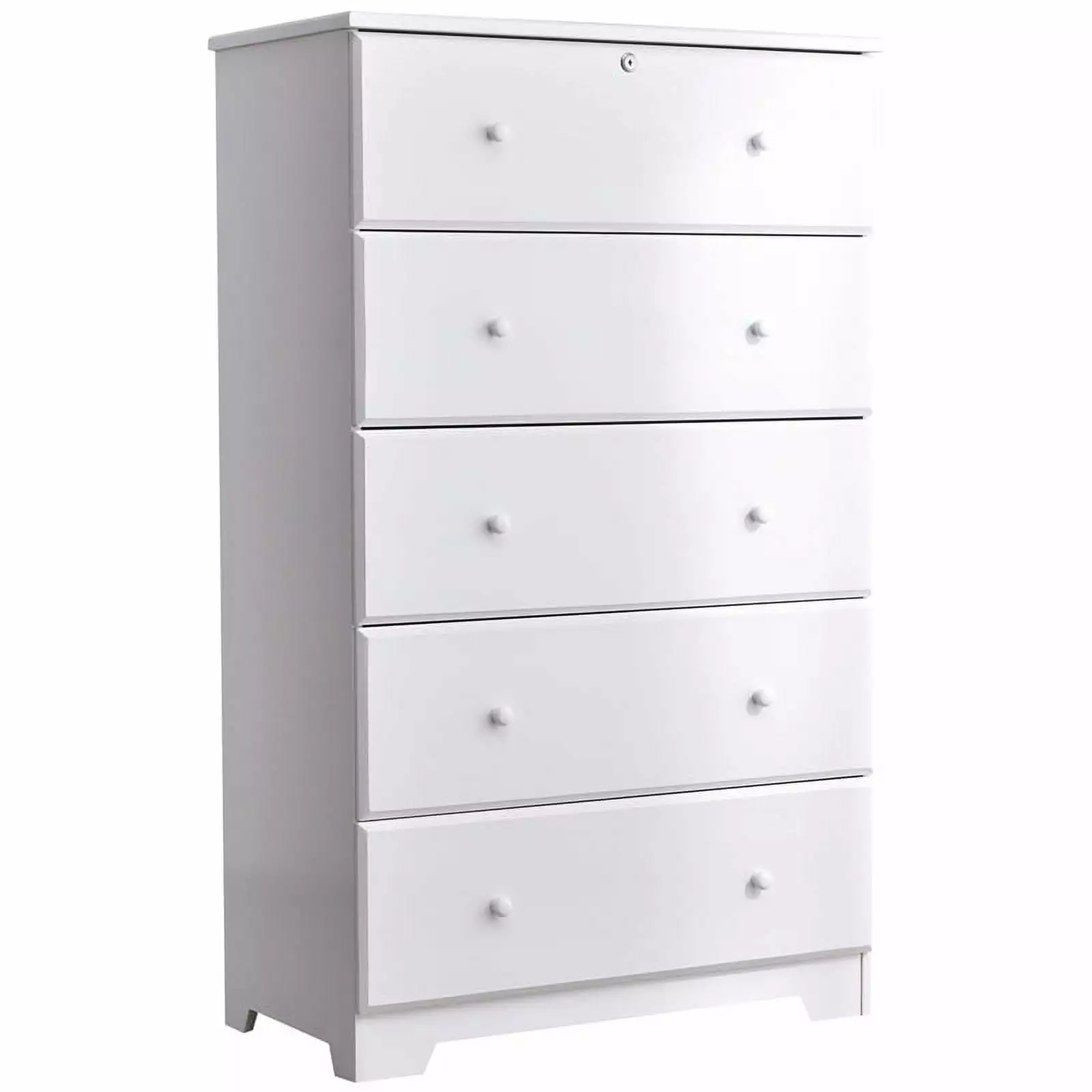 White 5-Drawer Solid Pine Wood Chest Dresser Pemberly Row - Contemporary Bedroom Storage Solution
