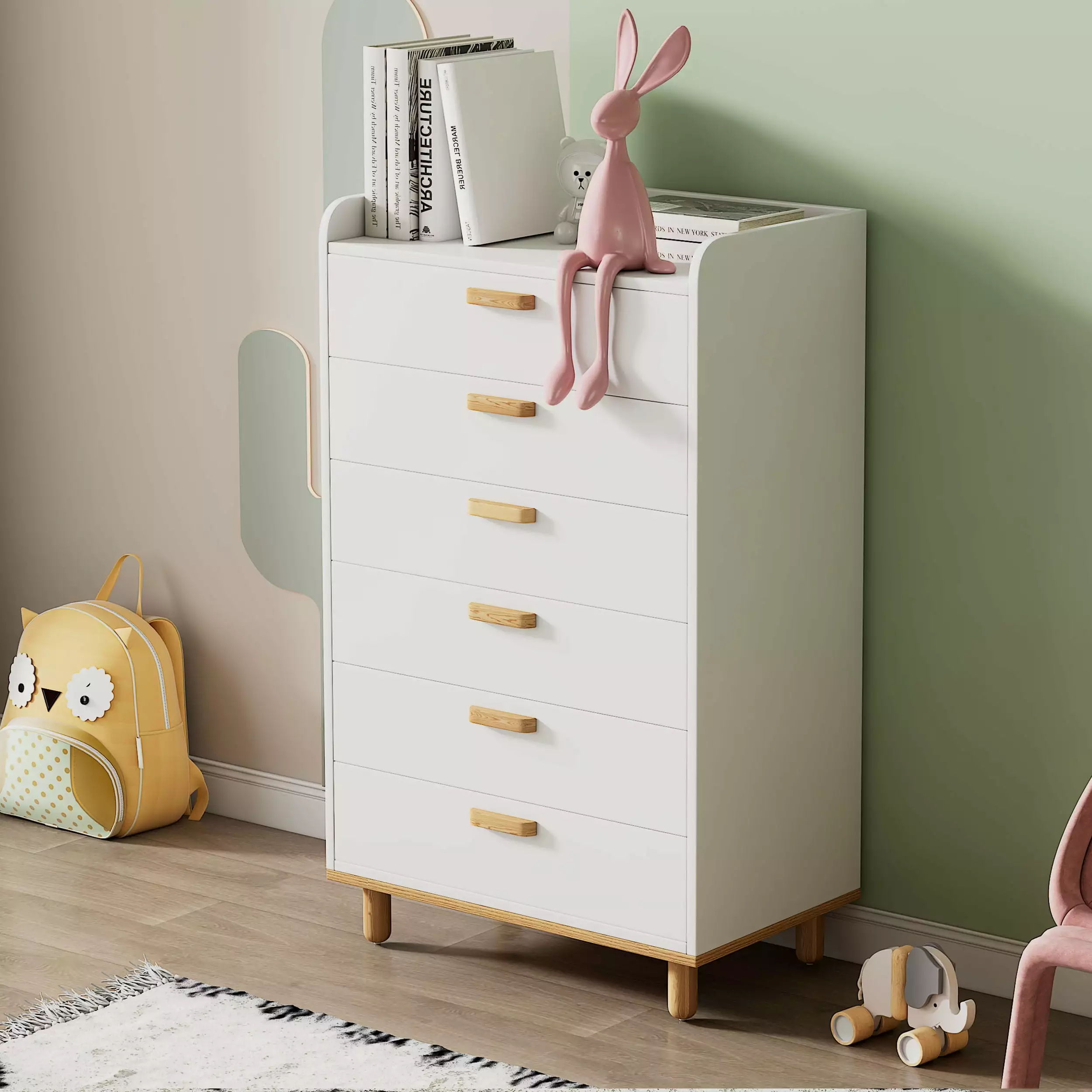CITYLE Six-Drawer Chest White - Modern Simple Style Smaller Spaces