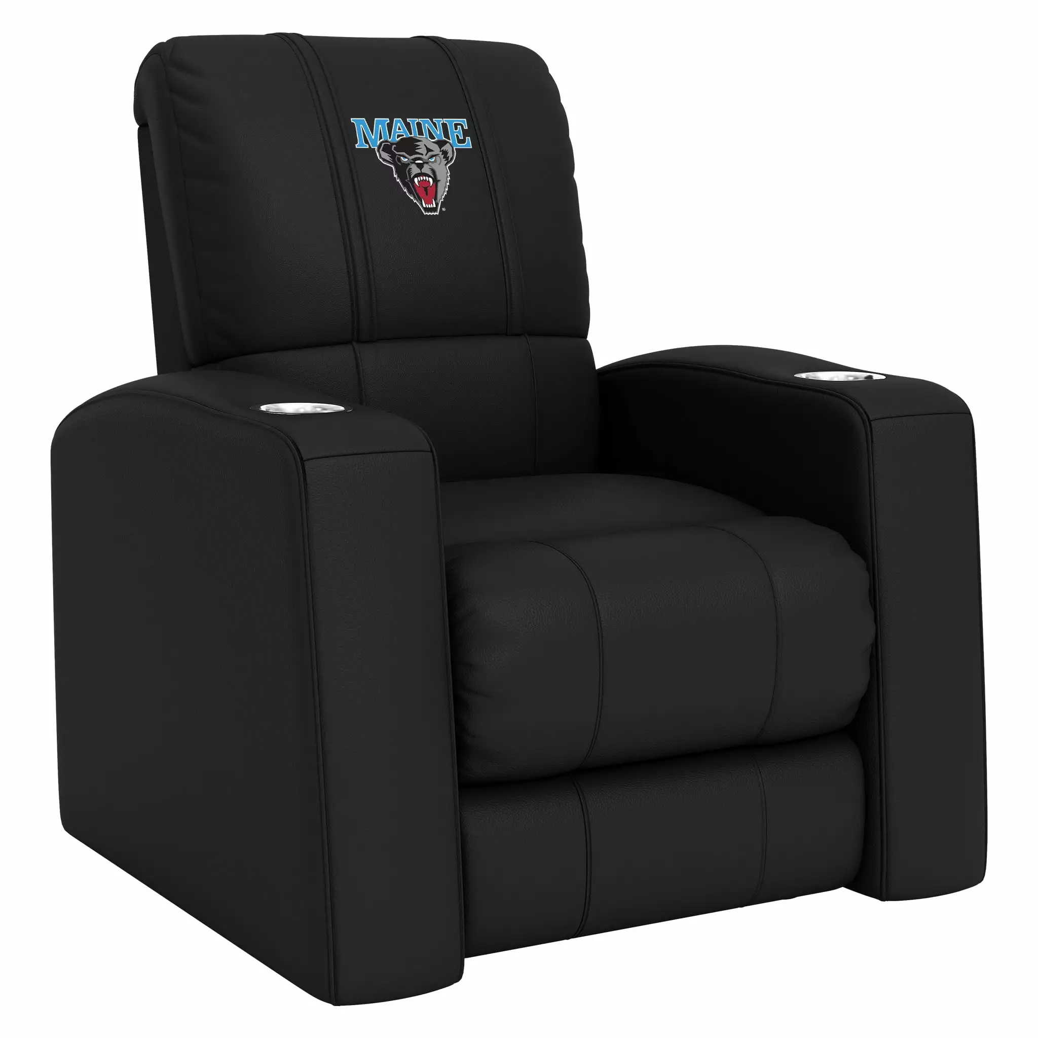 DreamSeat Relax Black Home Theater Recliner Embroidered Maine Black Bears Logo Full Body Support