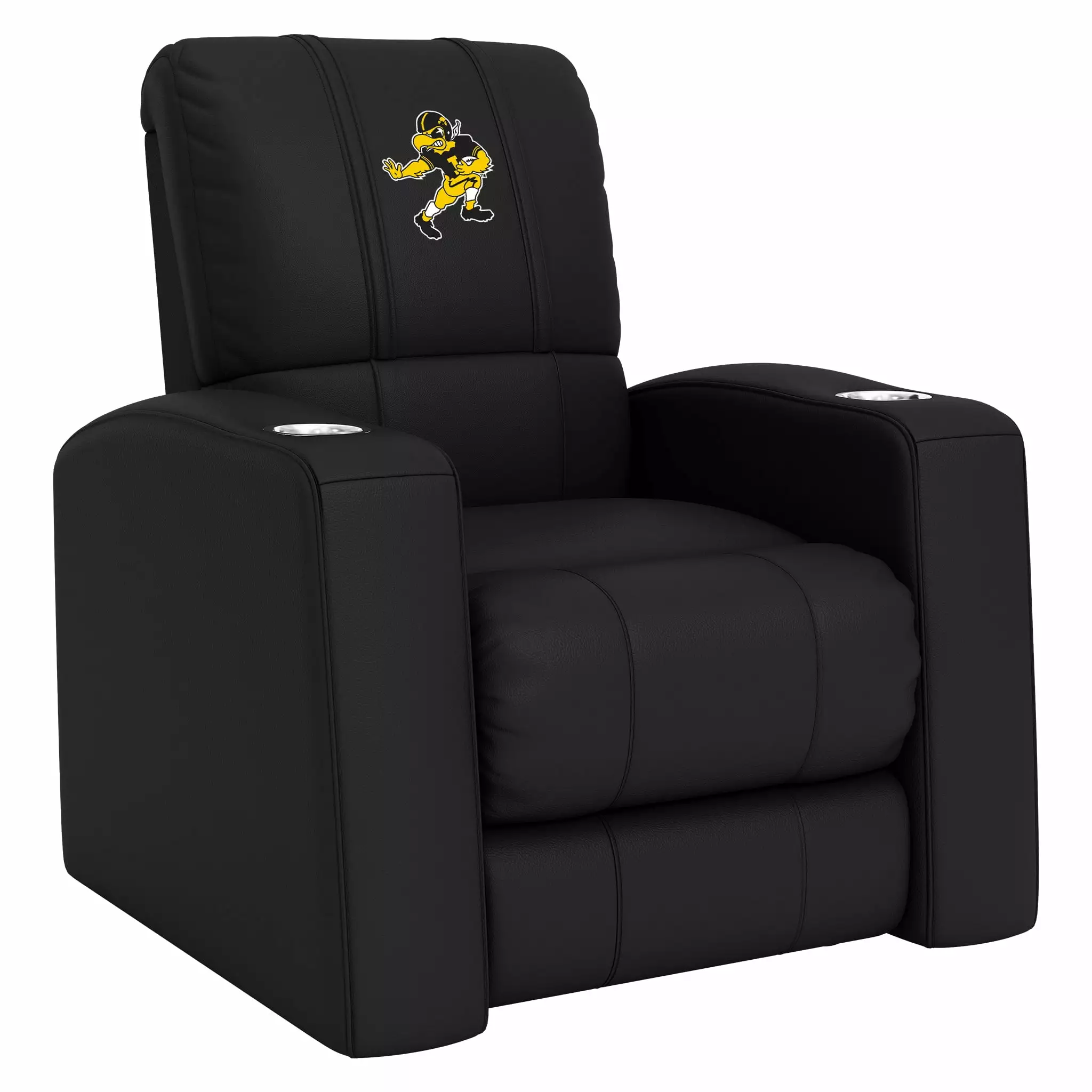 DreamSeat Relax Black Home Theater Recliner Embroidered Iowa Hawkeyes Football Herky Logo Full Body Support