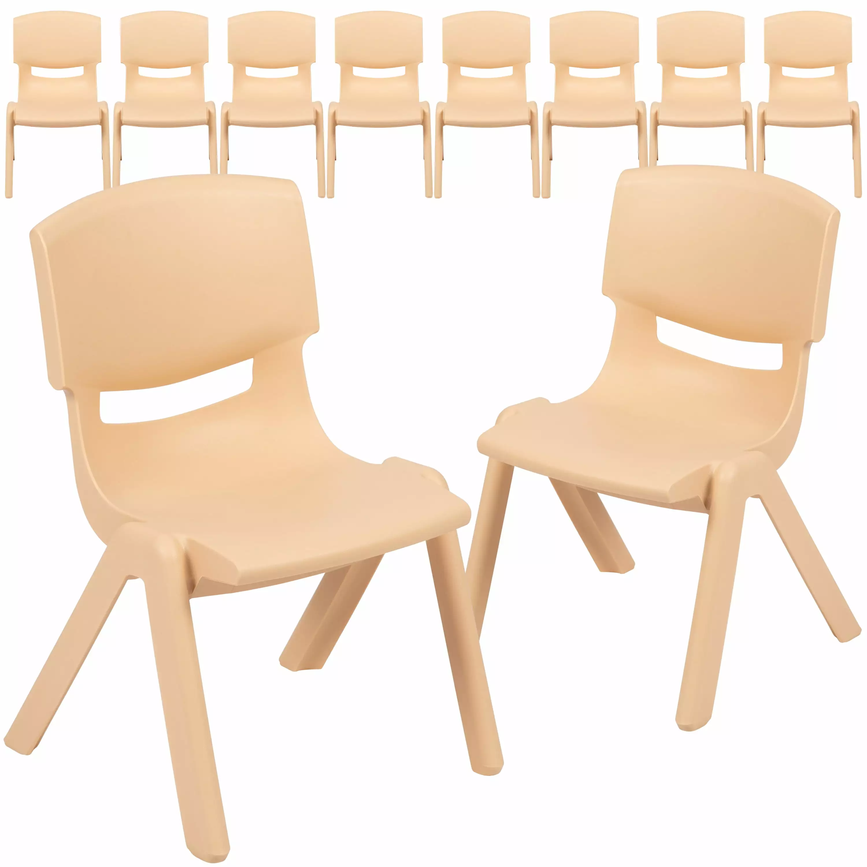 Flash Furniture Kids Plastic Stacking Chair 10 Pack - Natural Color Classrooms and Daycares