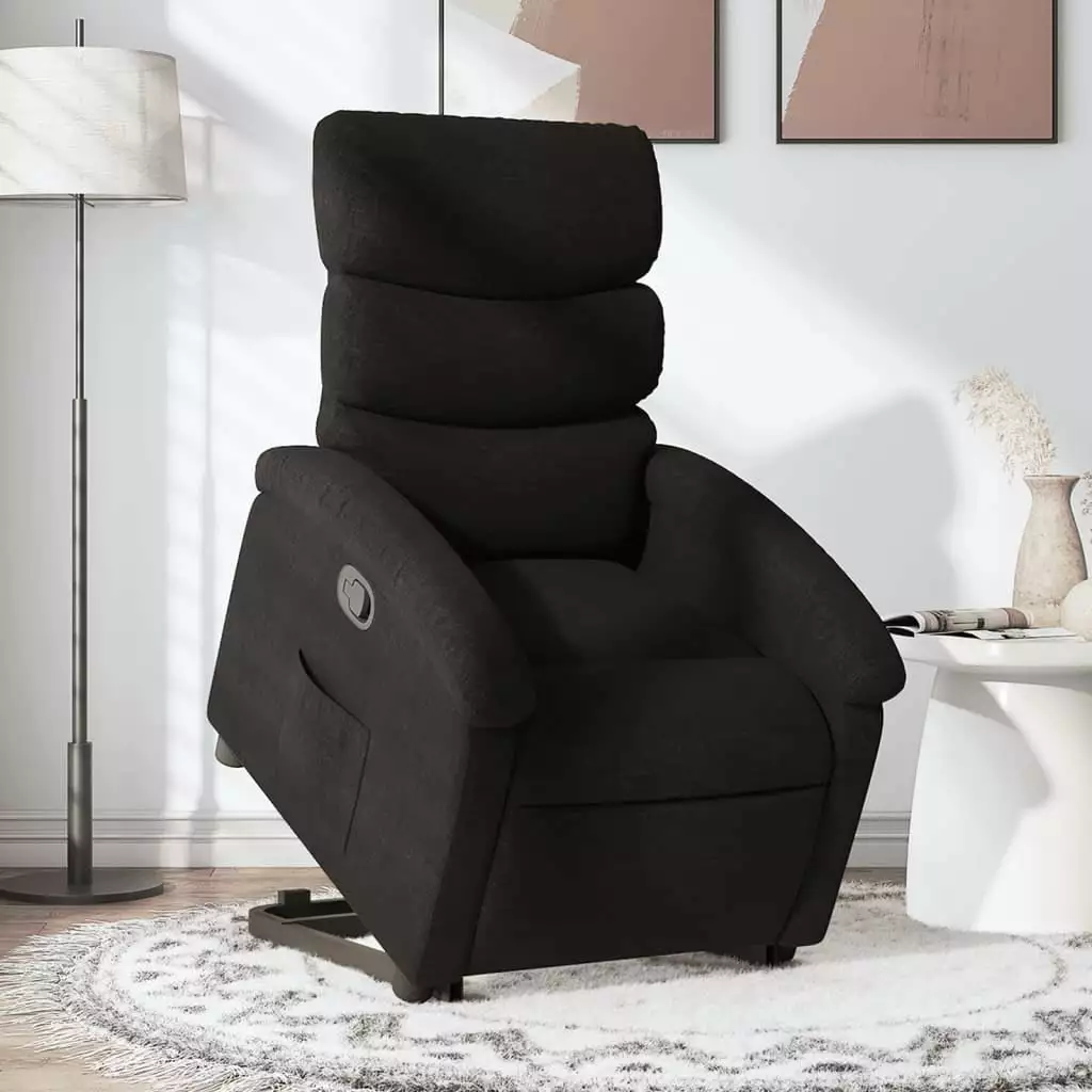 vidaXL Stand Up Recliner Chair - Black Fabric Easy Lift Function
