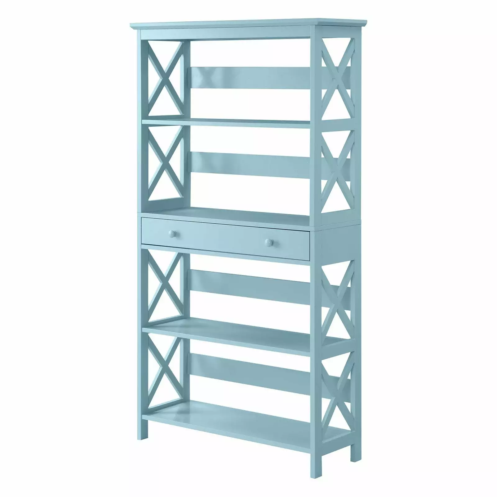 Convenience Concepts Oxford 4 Tier Standard Bookcase 1 Drawer Sea Foam Blue