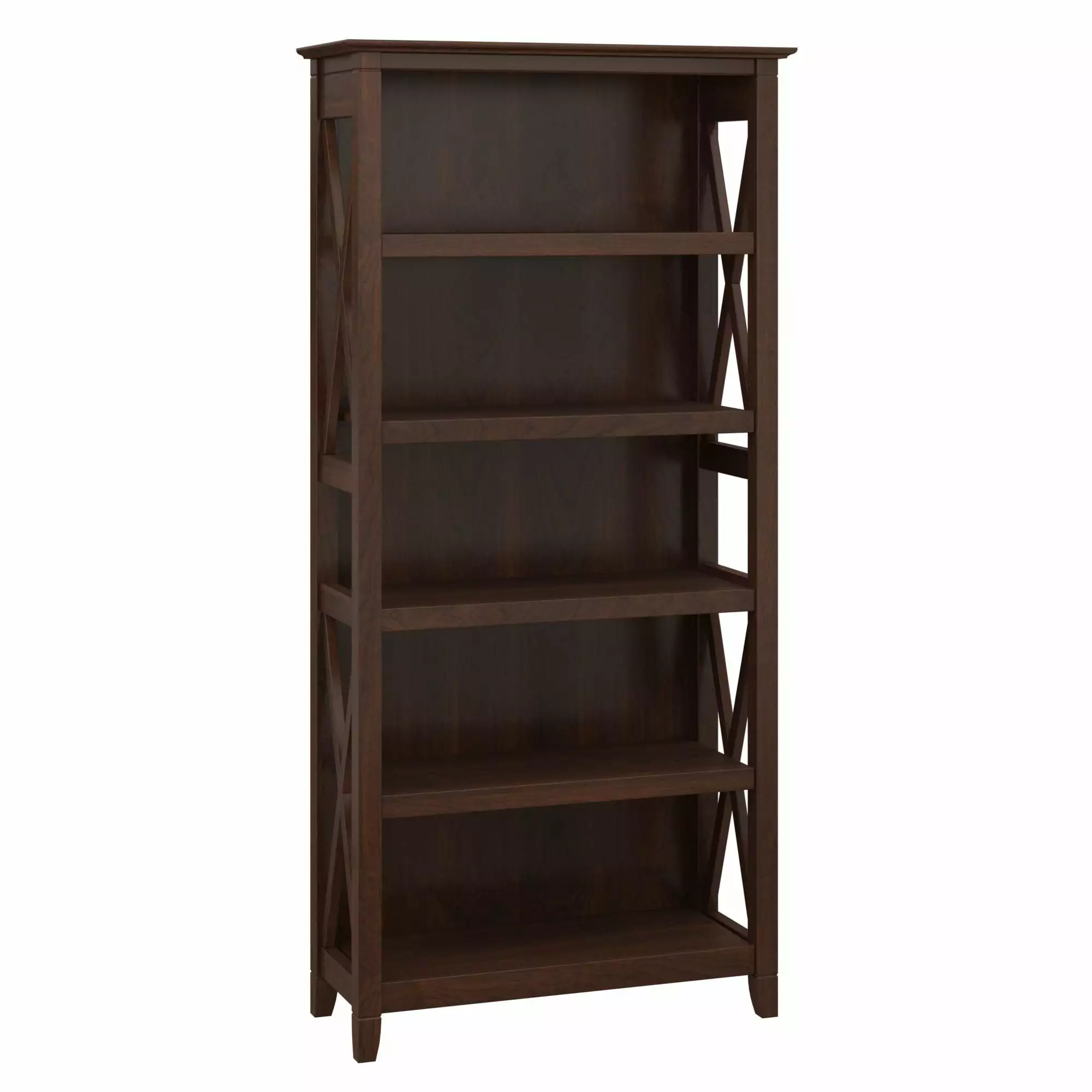 Bush Furniture Key West Tall 5 Shelf Bookcase Bing Cherry - Modern Bookshelf