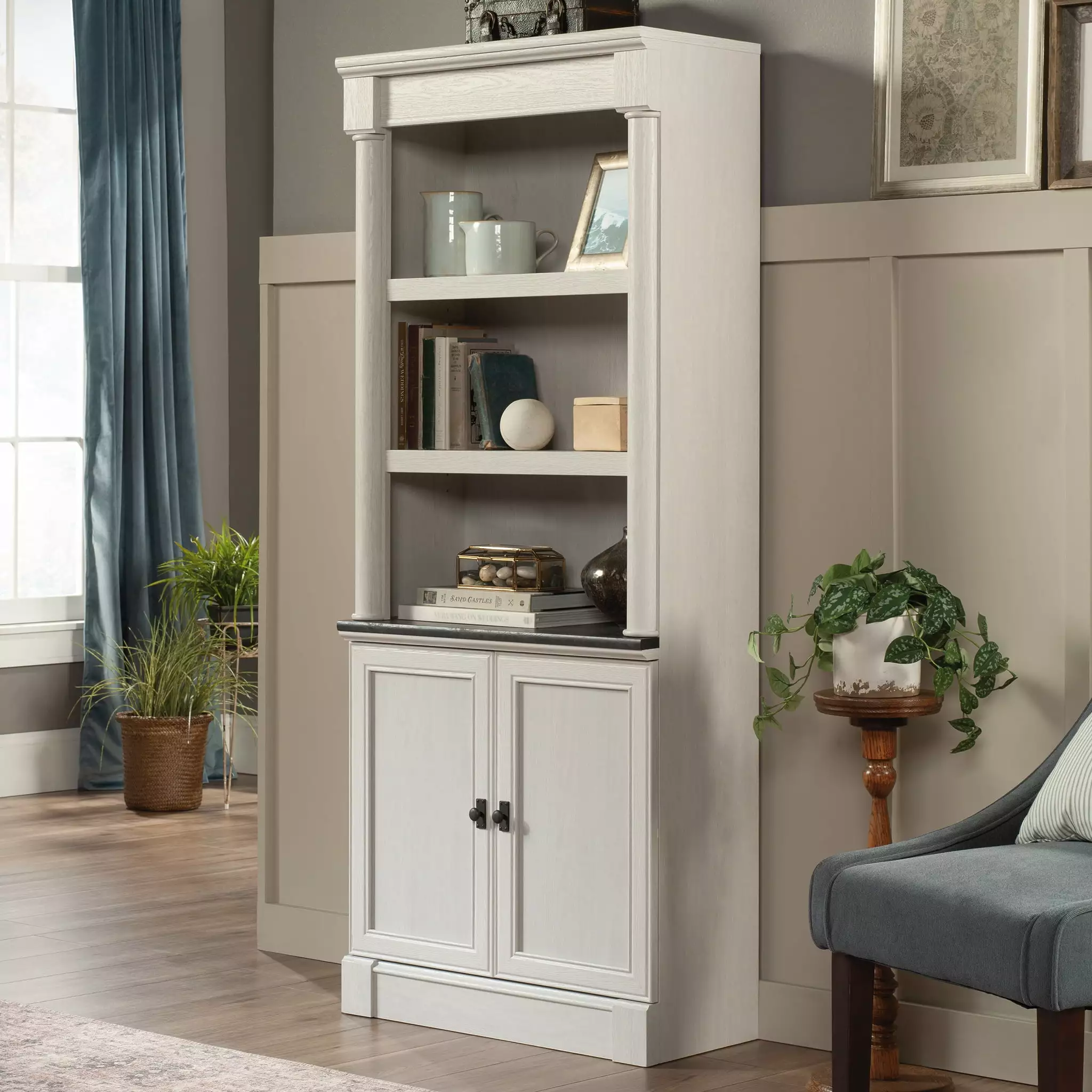 Sauder Palladia 5-Shelf Library Bookcase Glacier Oak Finish