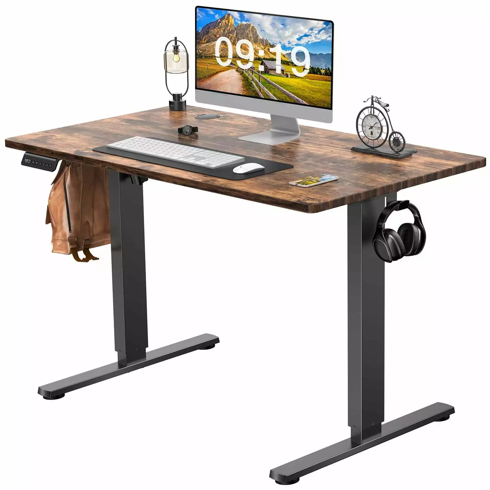 CToN Height Adjustable Standing Desk Electric Sit Stand Up Ergonomic Home Office Desk Brown