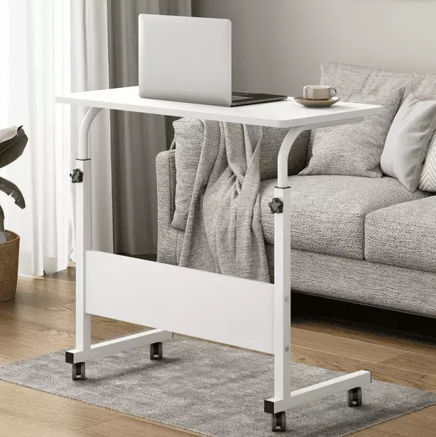 Modern White Mobile Standing Desk Adjustable Height Rolling Casters DJ Corp Design