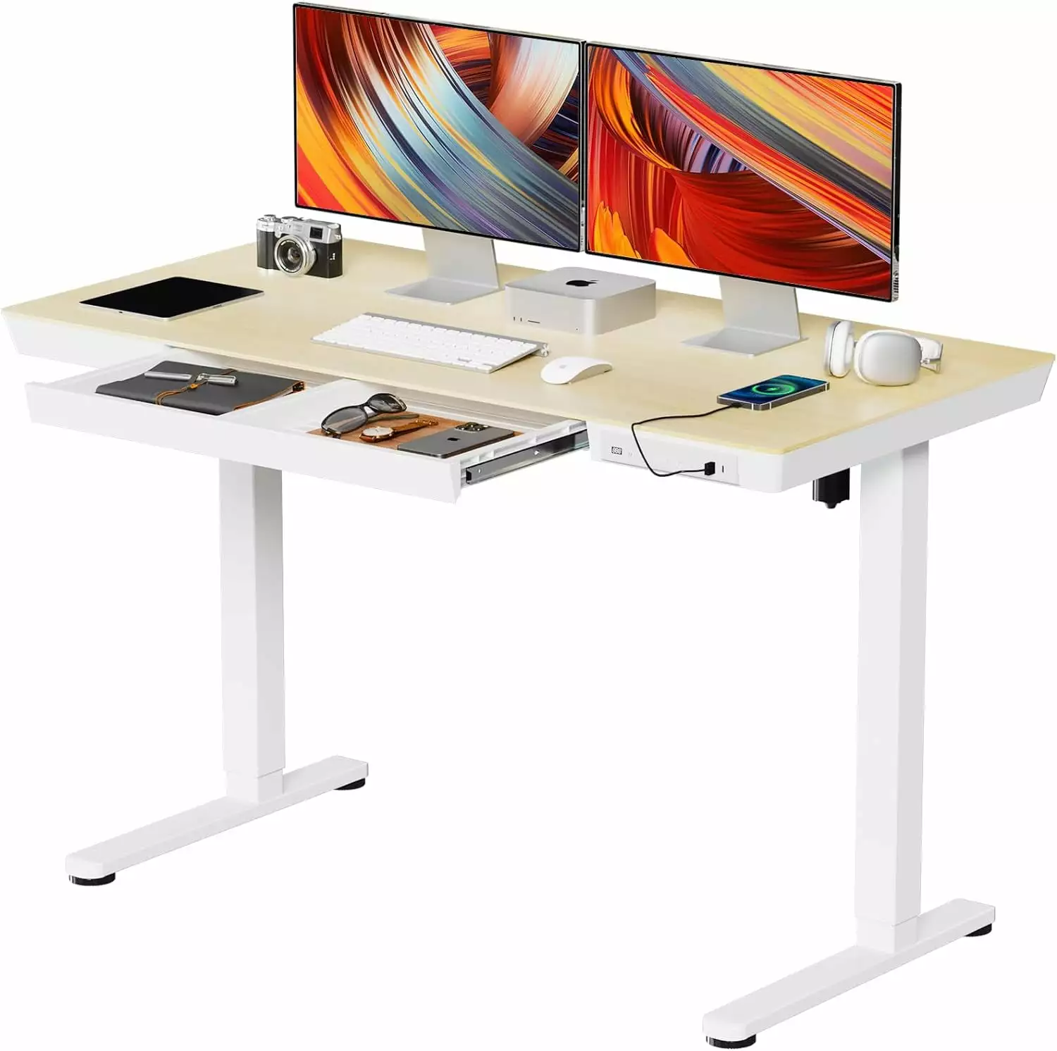 Electric Standing Desk Drawers 48 Inches Adjustable Height Home Office JYLH JOYSEEKER