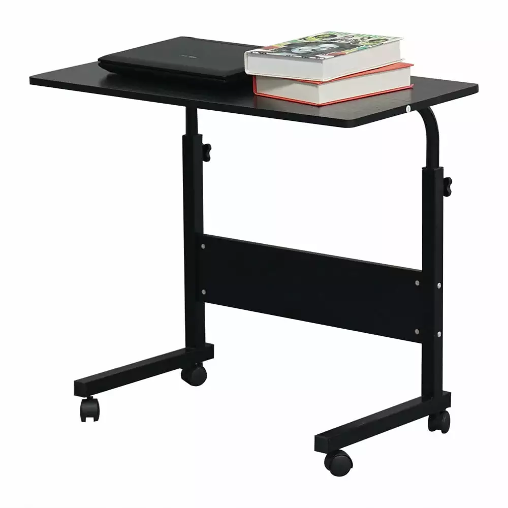 Tcbosik Adjustable Height Standing Desk on Wheels Rolling Portable Laptop Workstation Home Office Black