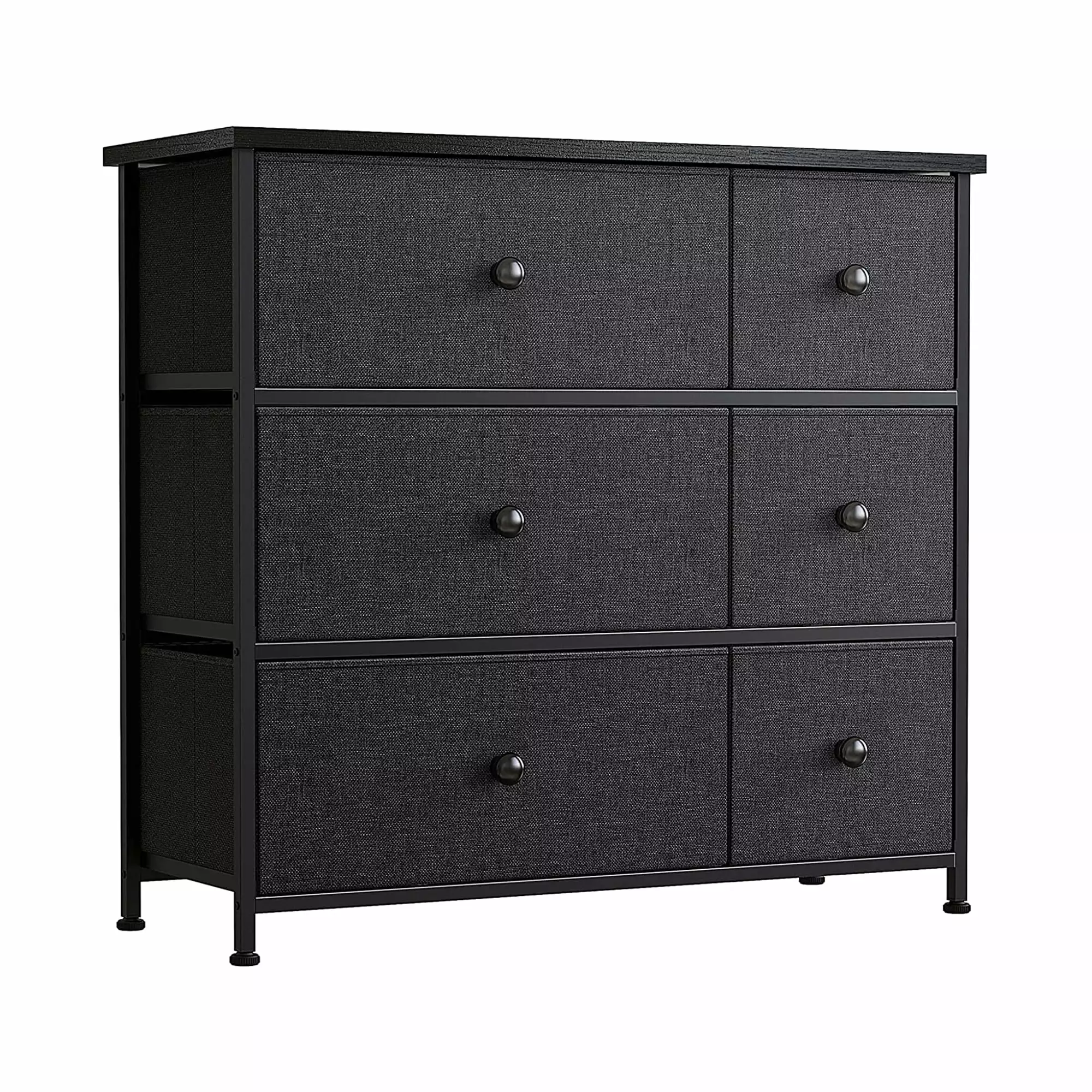 REAHOME 6-Drawer Steel Frame Bedroom Storage Dresser Black Grey