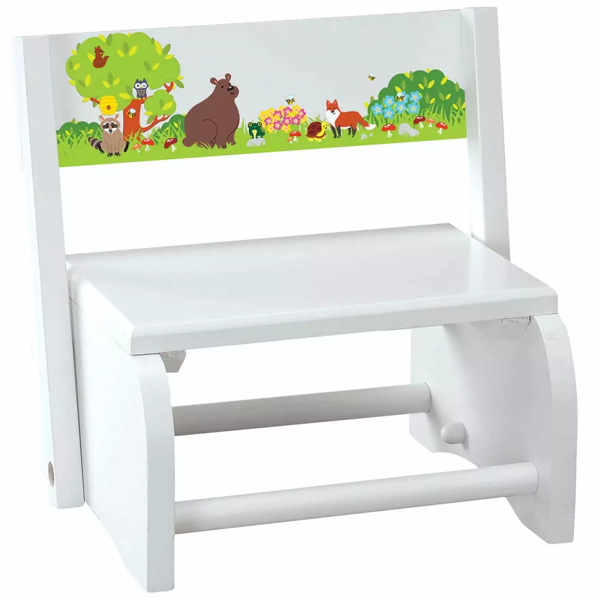 Childrens White Woodland Animals Step Stool Fox Valley Traders
