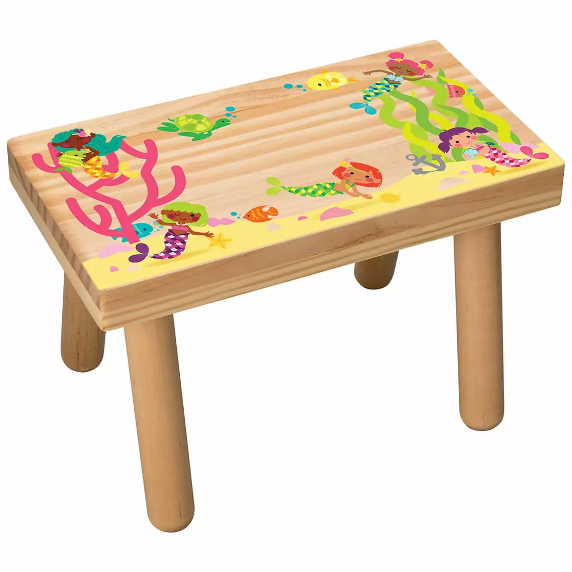 Childrens Wooden Step Stool Under Sea Mermaid Design Fox Valley Traders