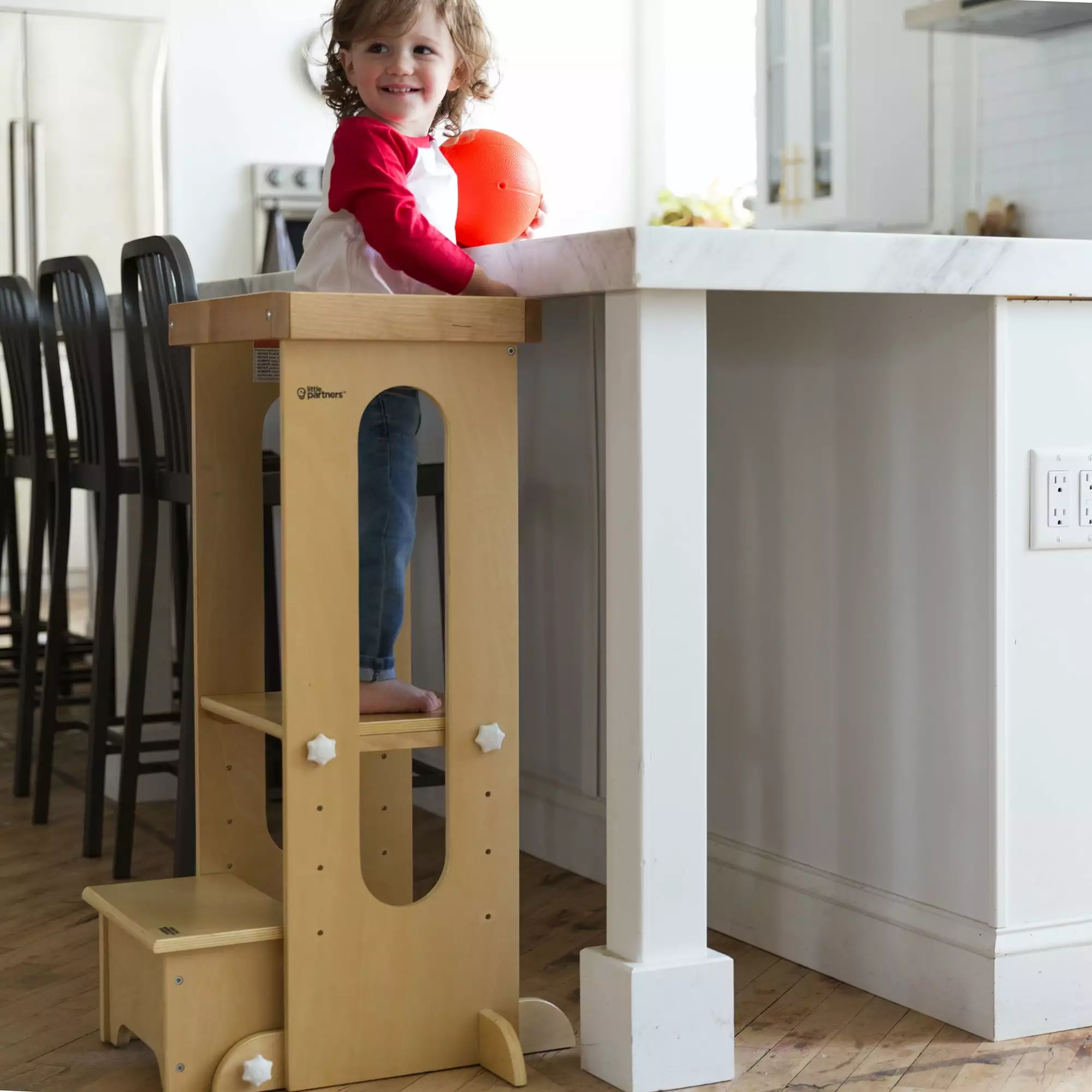 Little Partners Uncover 'N Store Learning Tower Folding Toddler Learning Tower Step Stool Natural