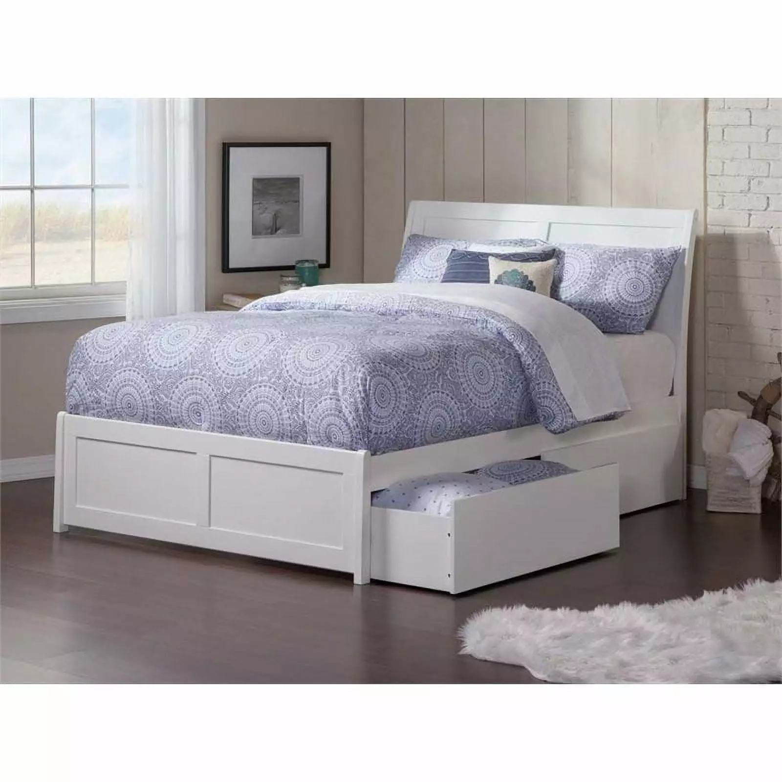 Rosebery Kids Twin XL Storage Platform Bed White Space Saving Bedroom Furniture