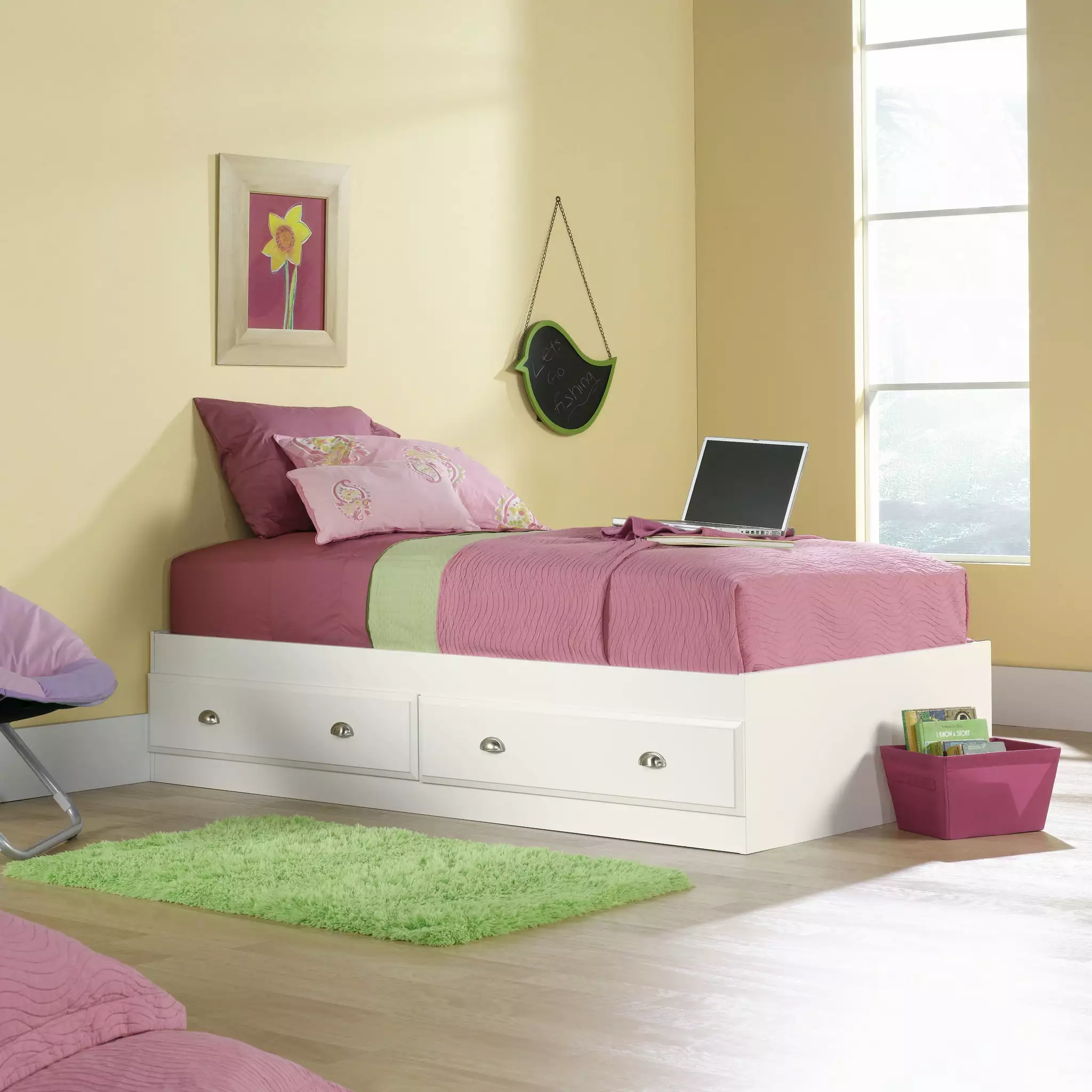 Sauder Shoal Creek Twin Storage Bed Soft White Finish