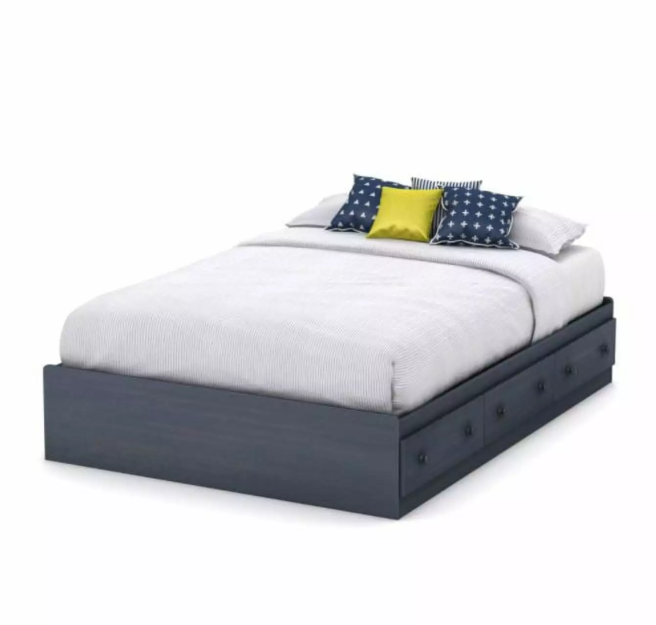 Summer Breeze Full Mates Bed 3 Drawers Blueberry Storage Platform Bed South Shore