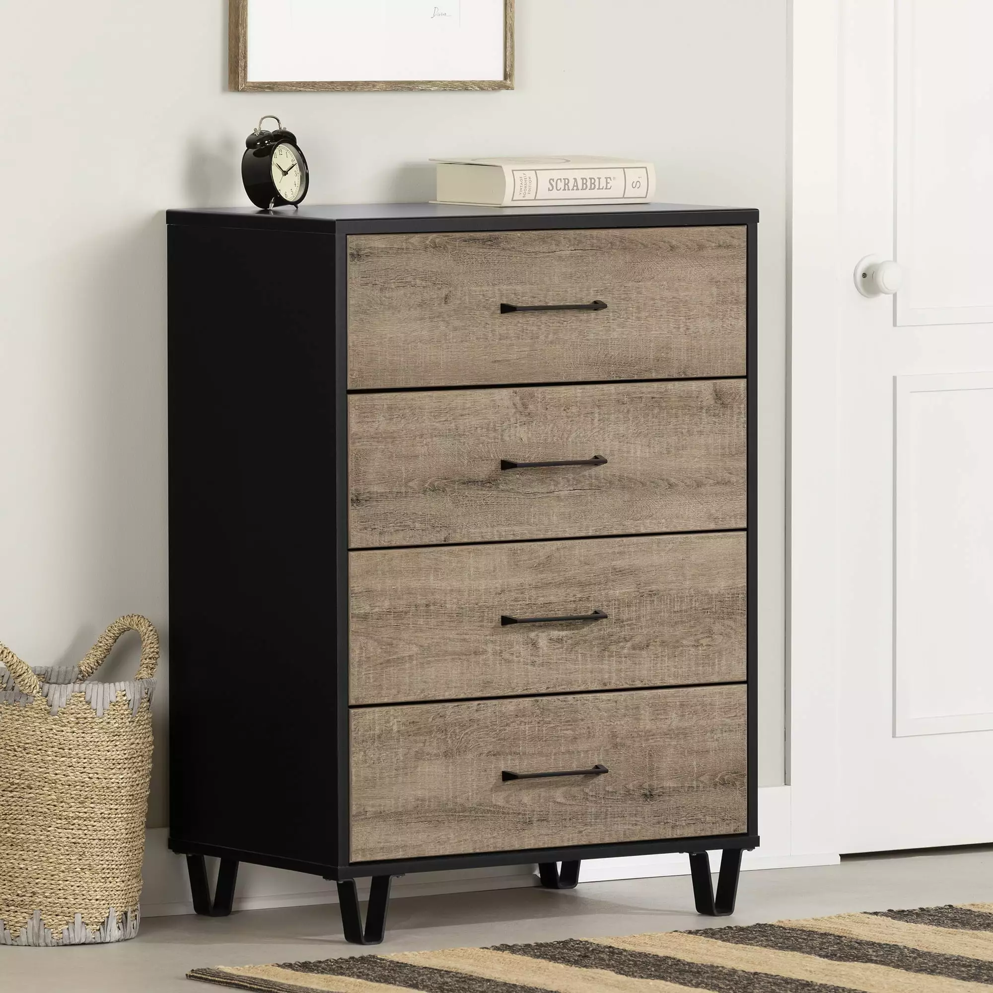 South Shore Arlen Farmhouse Chest Brown Wood Storage Furniture