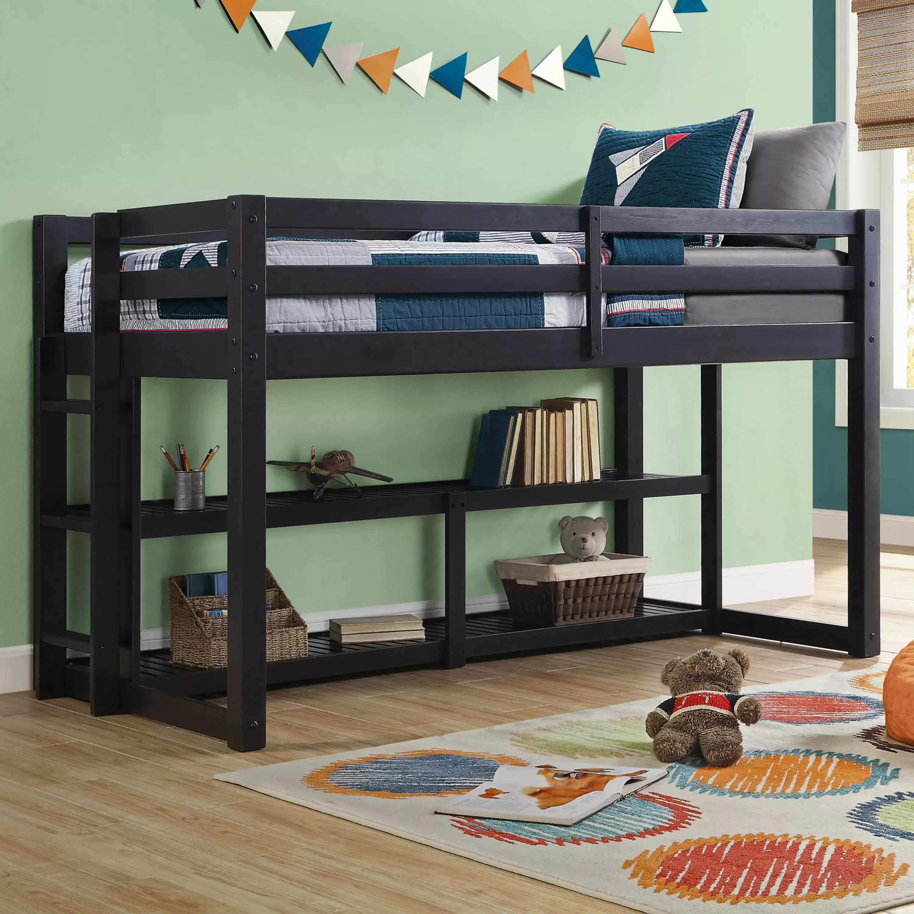 Better Homes and Gardens Greer Twin Loft Storage Bed Black Better Homes & Gardens