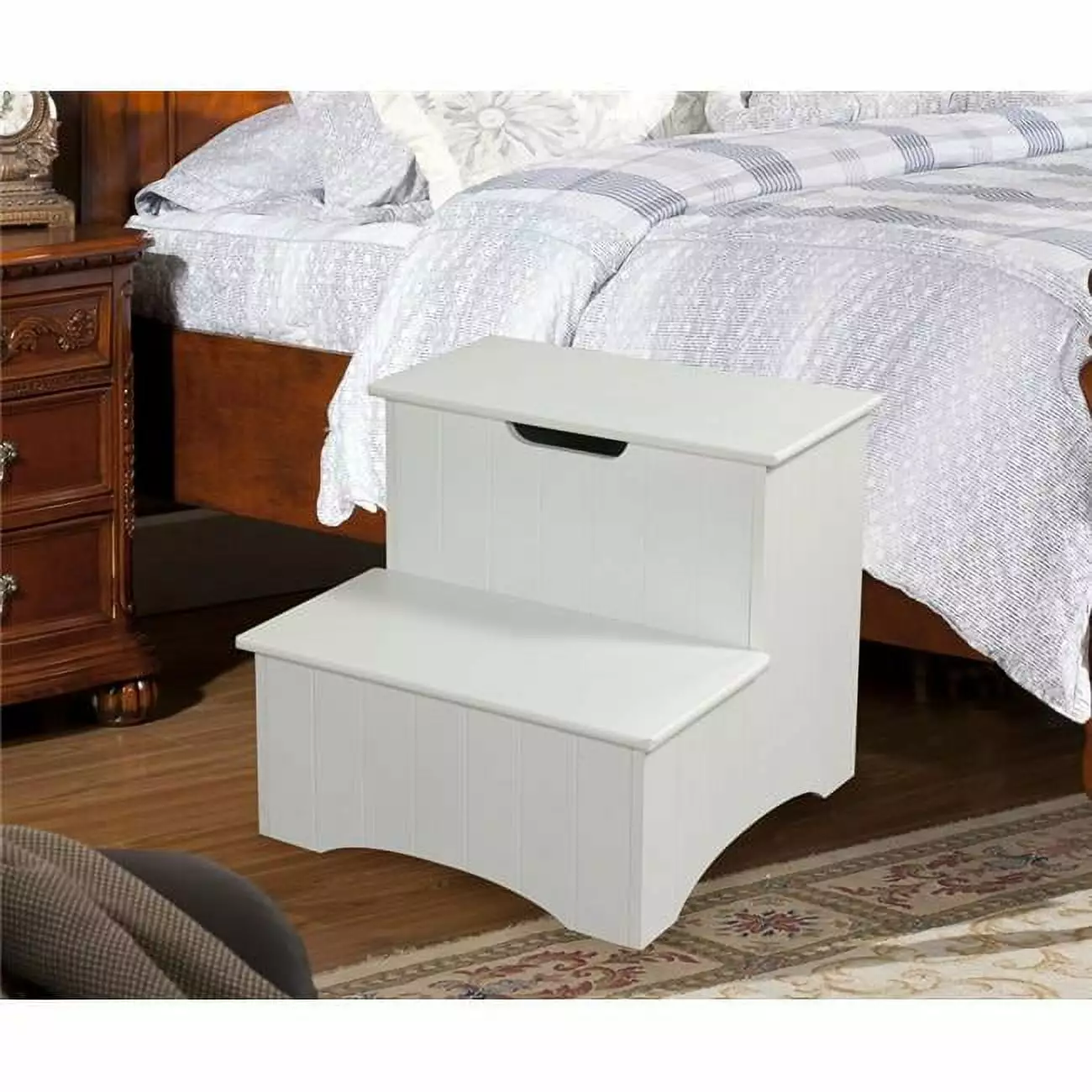 K and B Furniture Co Inc Wooden Stool Adults and Kids Storage White InRoom Designs