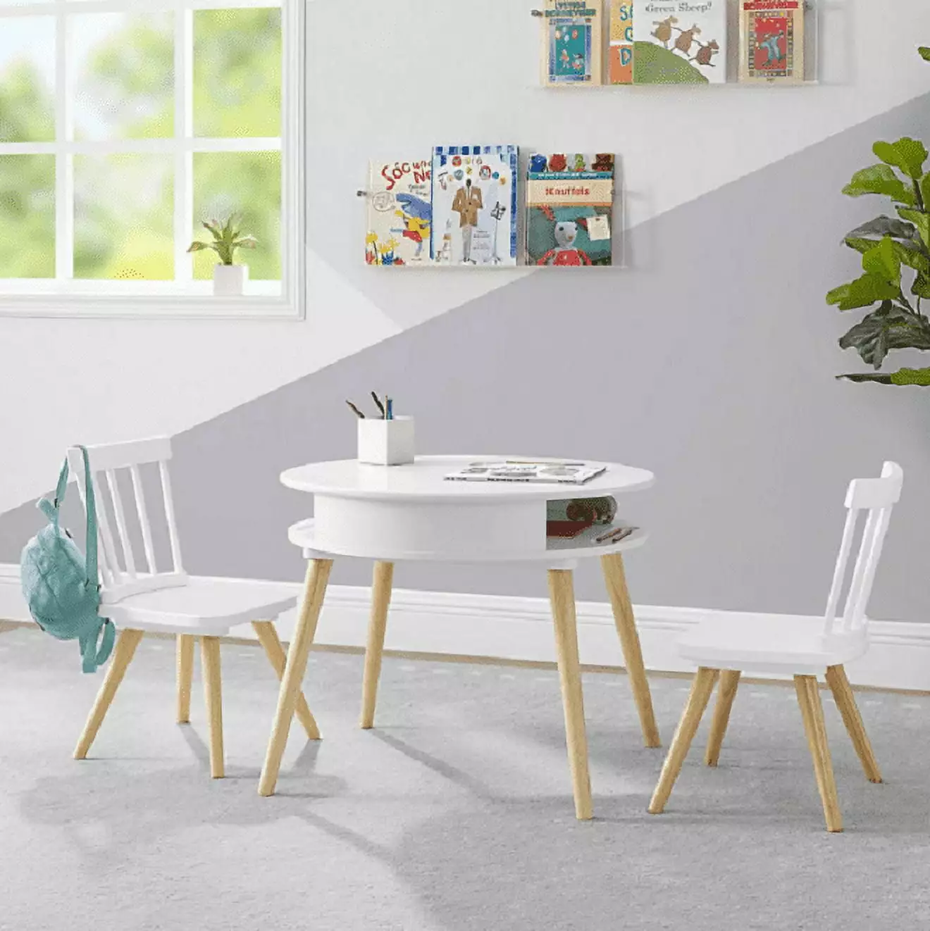 Delta Children Hudson Storage Table and Chair Set Bianca White