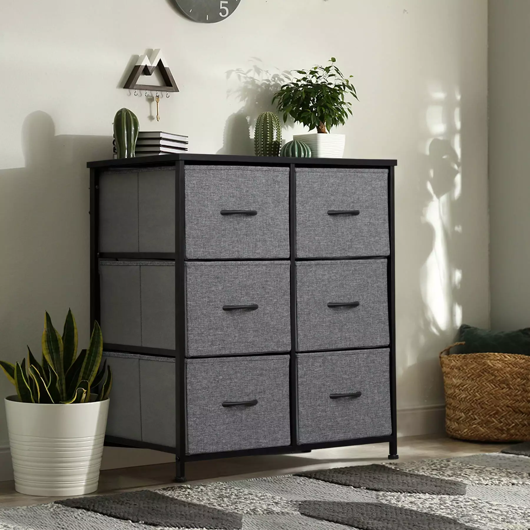 ZENY Home Dresser Storage Tower 6 Drawers - Gray Metal Frame