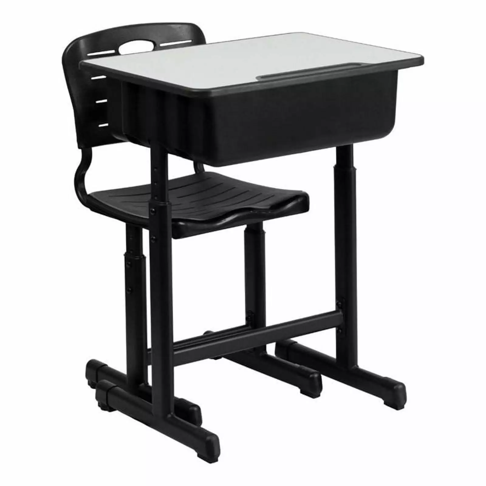 Bowery Hill Wood Plastic Adjustable Height Classroom Desk Black Natural Schools