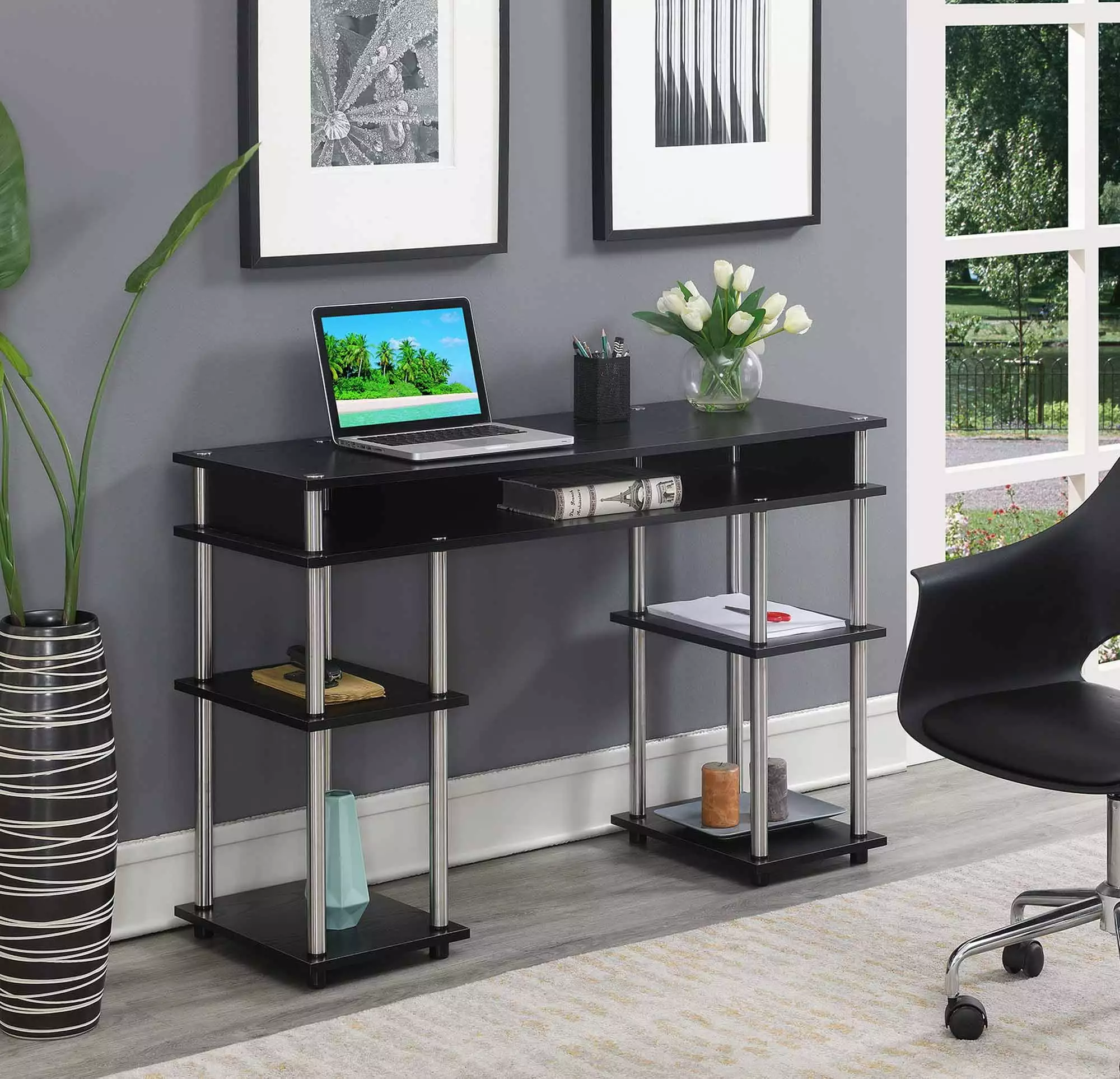 Convenience Concepts Designs2Go No Tools Student Desk Shelves Black All Ages