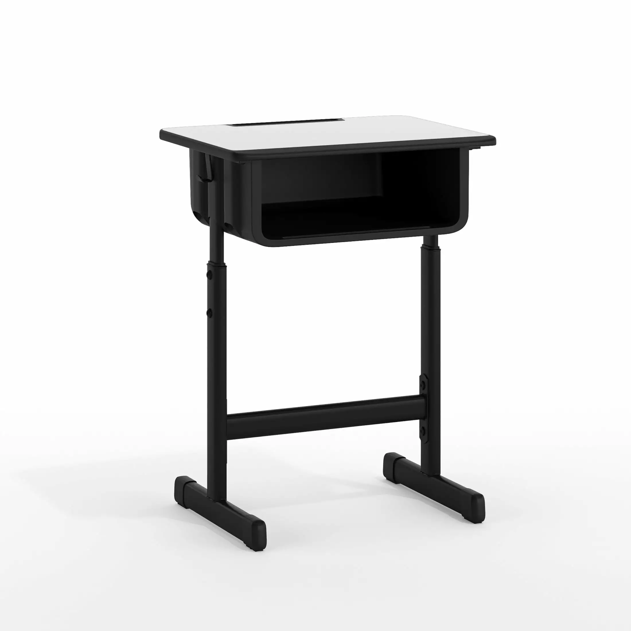 Flash Furniture Billie Open Front Adjustable Student Desk Book Box and Bag Hooks Black Gray