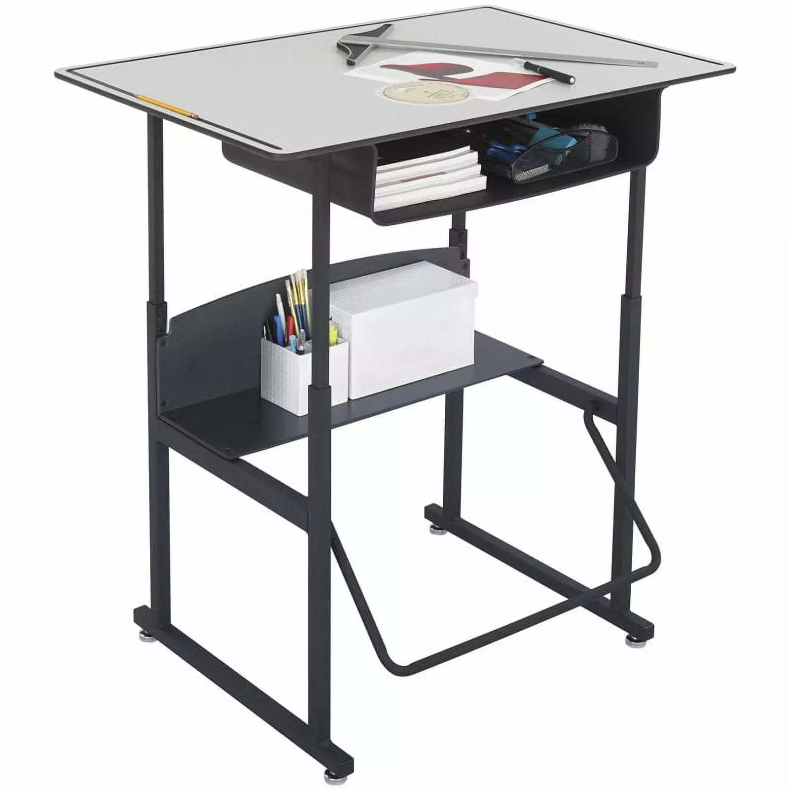 Roseberry Kids Metal and Plastic Student Desk Book Box Gray Rosebery Kids