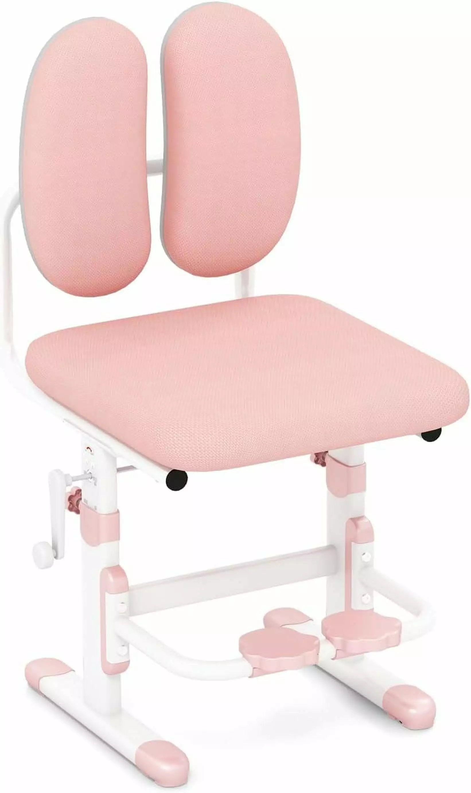 Pink Kids Desk Chair - Height-Adjustable Ergonomic Study Chair Rotatable Footrests Ages 3-12 A&A Manufacturing